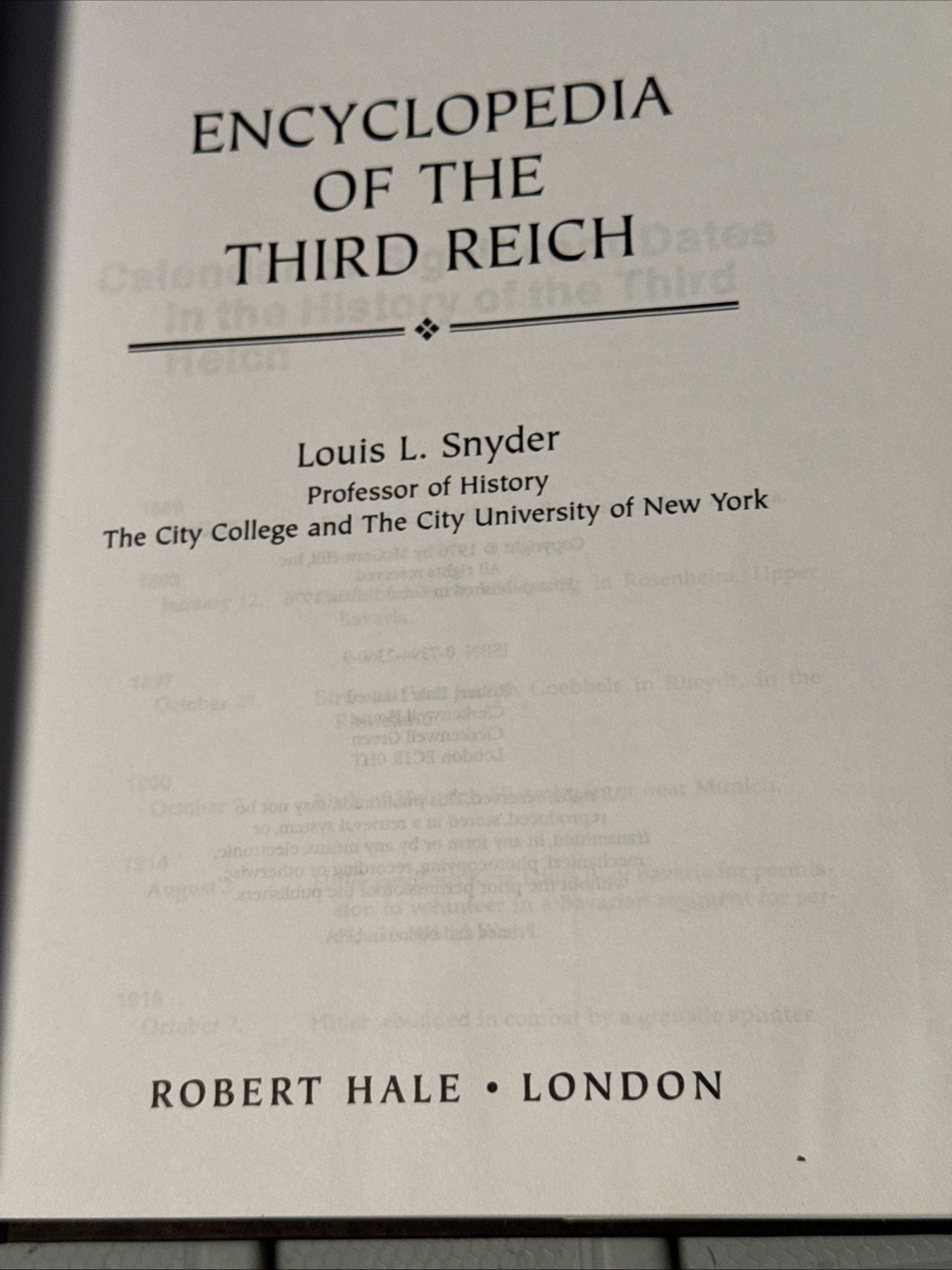 Encyclopedia of the Third Reich Louis L. Snyder 1976