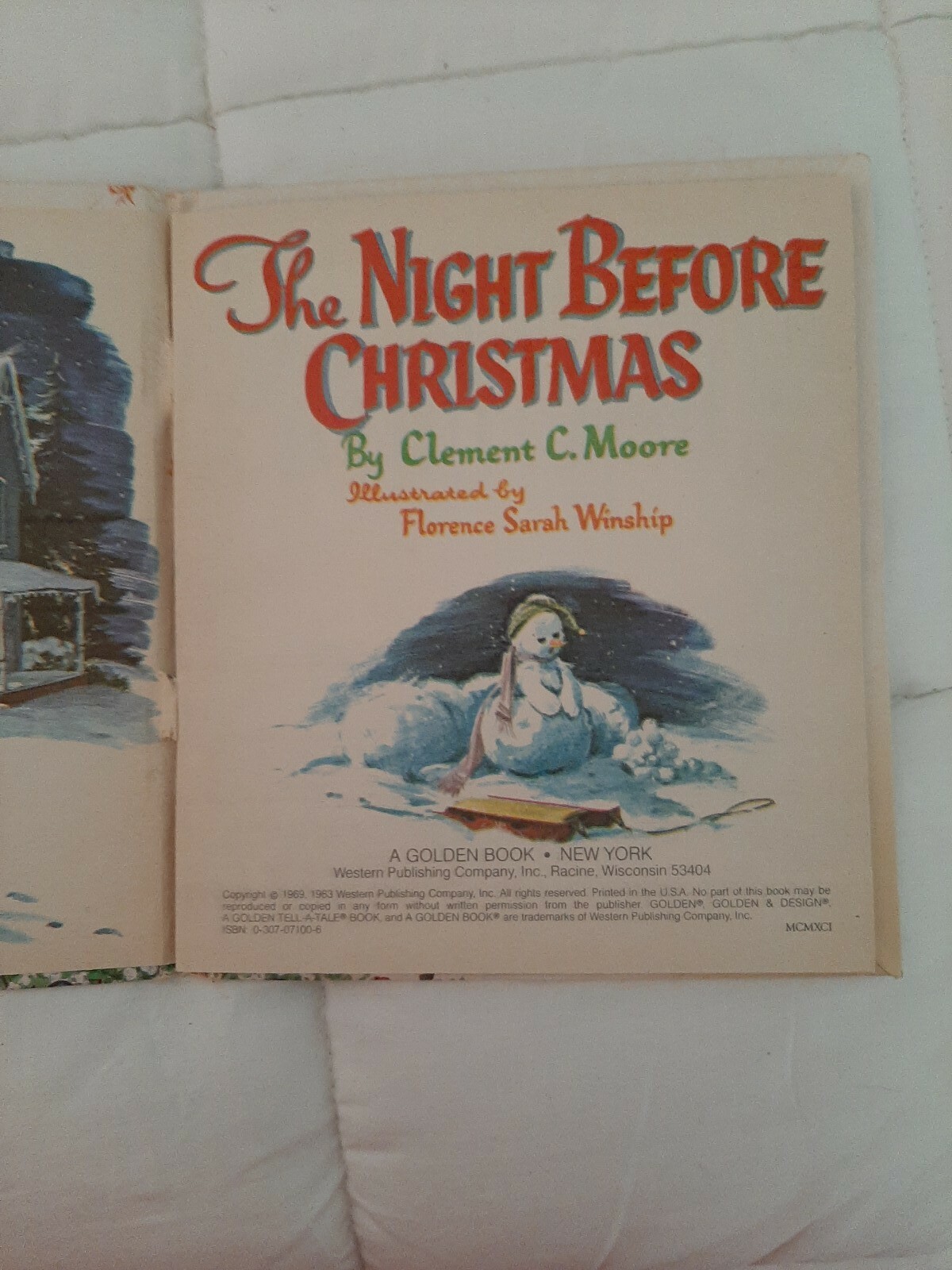 THE NIGHT BEFORE CHRISTMAS Clement C Moore Whitman Tell-A-Tale Hardcover 1969
