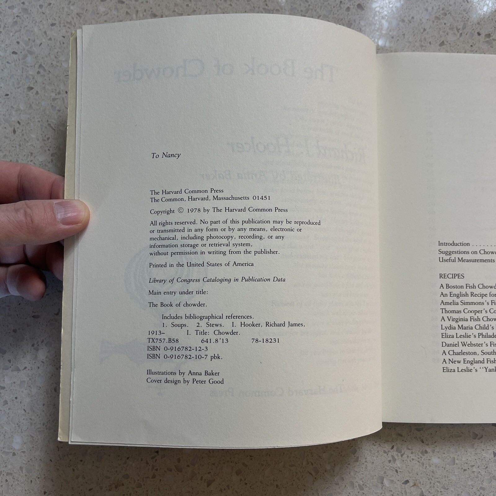 The Book of Chowder – Richard J. Hooker – Harvard Common Press – Good – B62