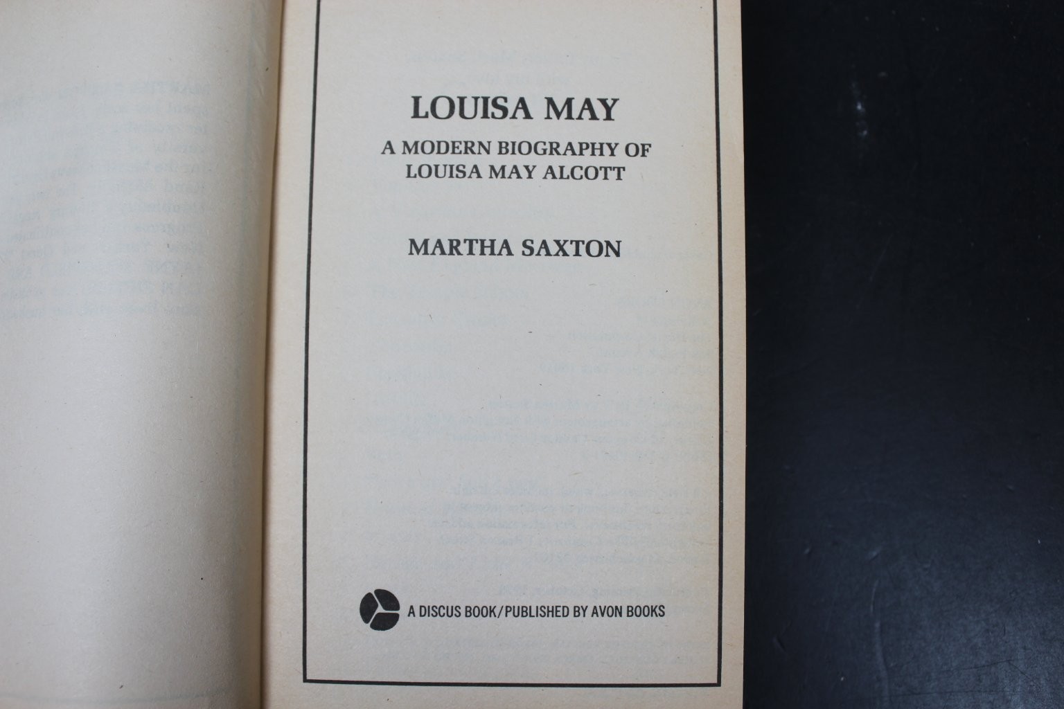 Louisa May A Modern Biography Martha Saxton 1978 2nd Printing Alcott Avon Books