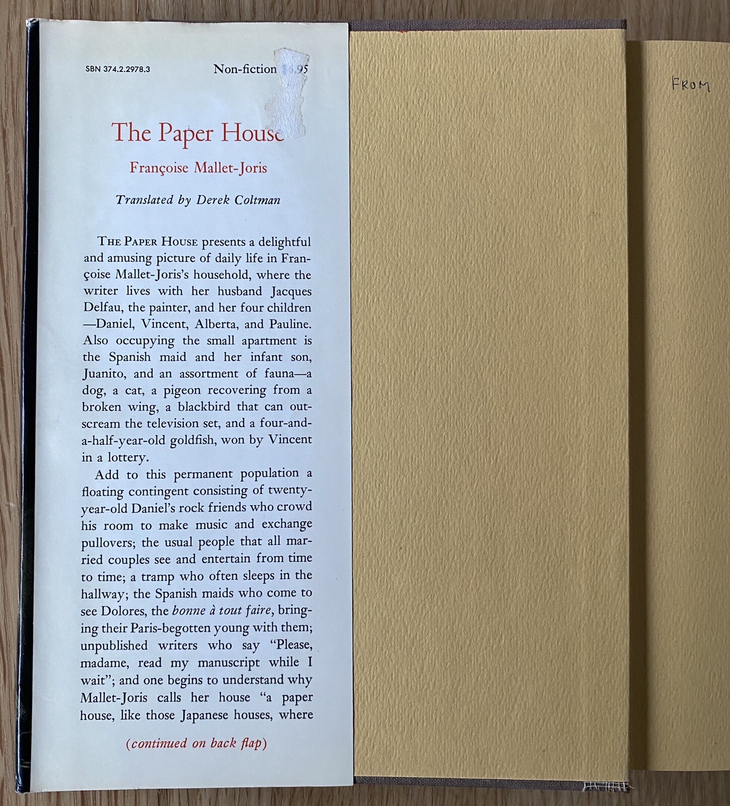 The Paper House by Francoise Mallet-Joris (1971 First Edition Hardcover w DJ)