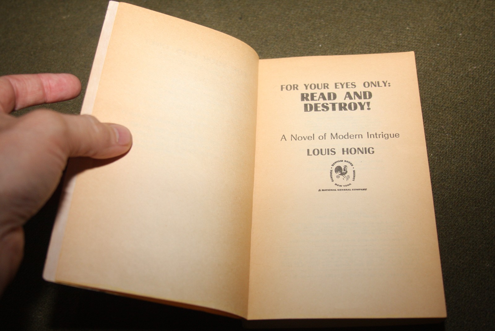 For Your Eyes Only: Read and Destroy by Louis Honig 1973 PB Bantam