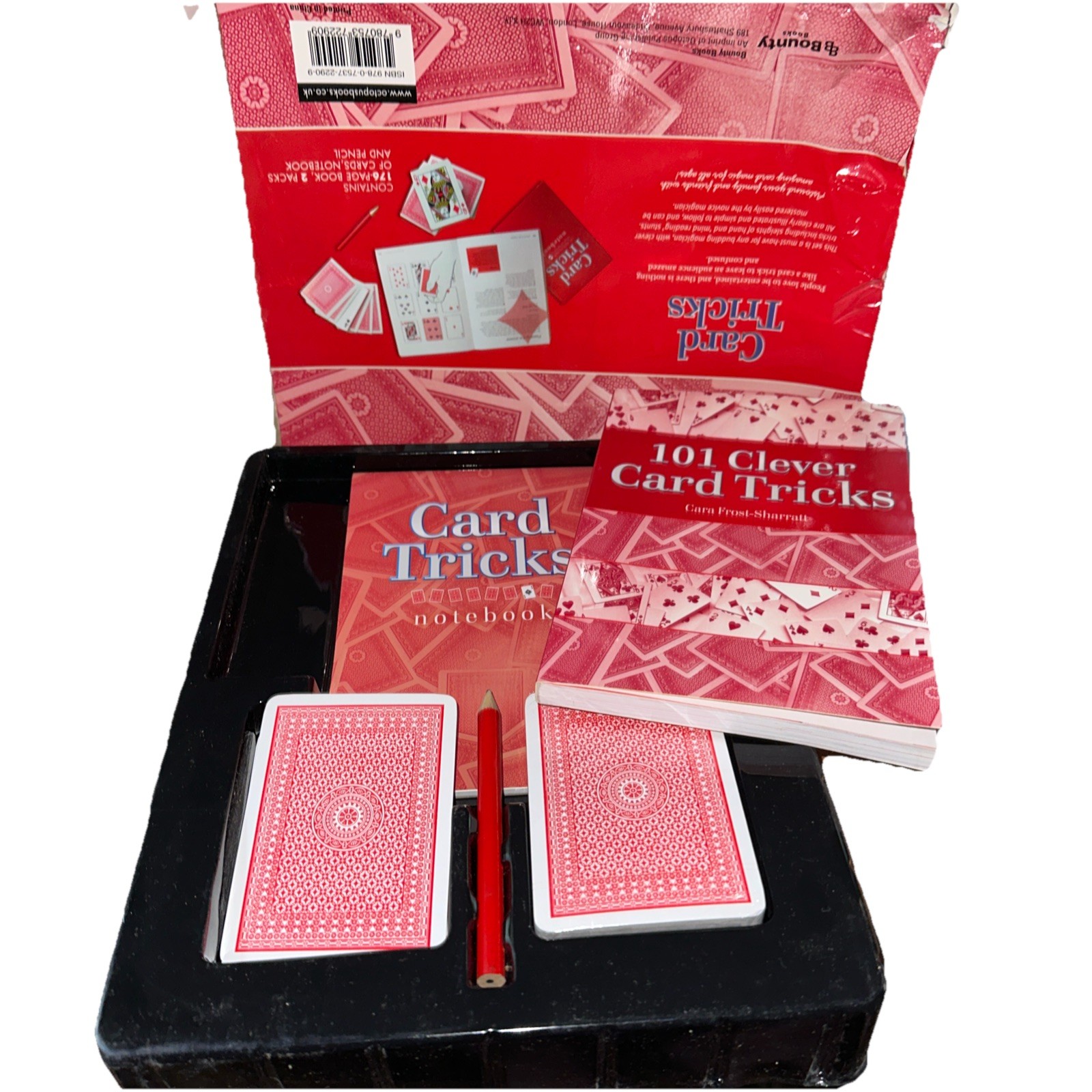 Pre-owned Card Stick Set W/ 1 Pack Cards, Two Books And Pencil. One Magic Wand