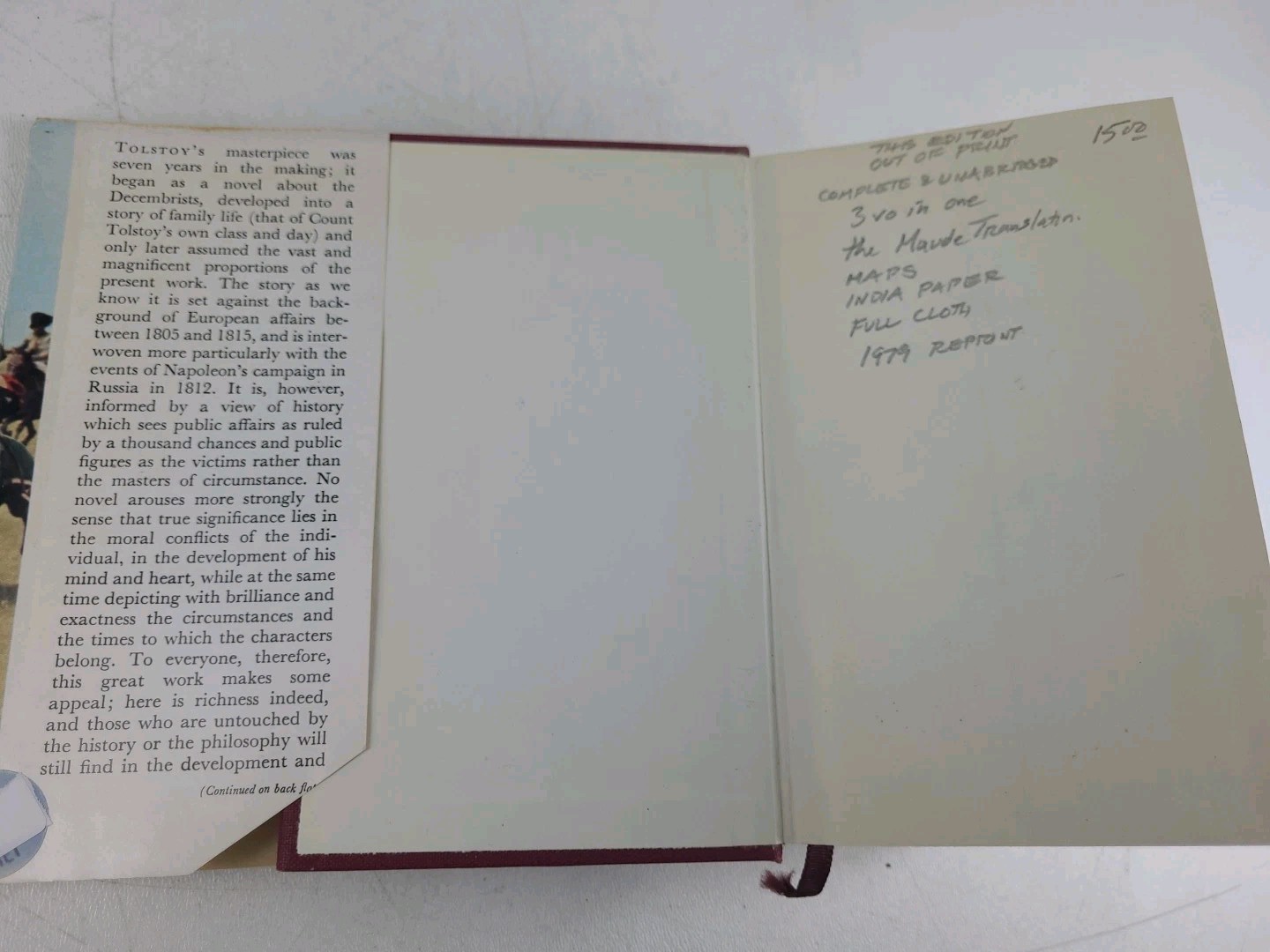 War & Peace Leo Tolstoy 1970 Oxford University Press HCDJ The World’s Classics