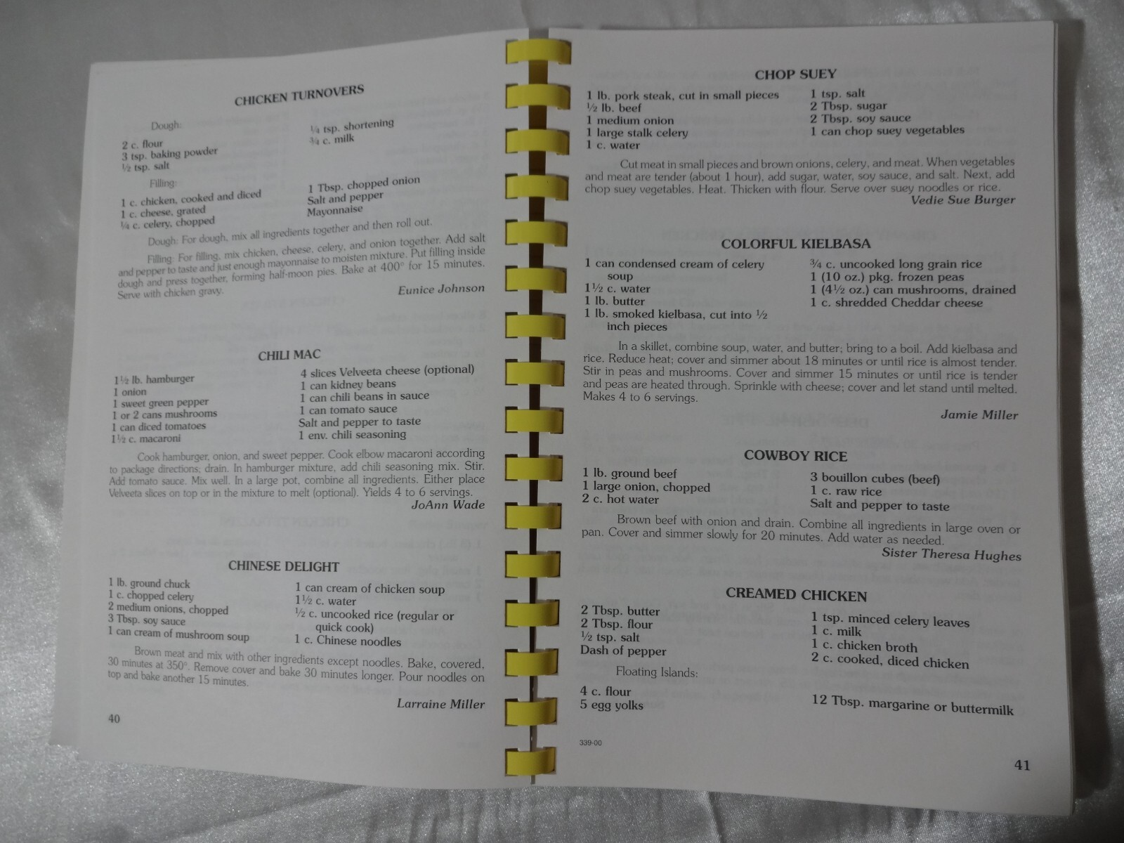 Spread the Bread cookbook, 2000, Church ladies, family recipes 156 pages