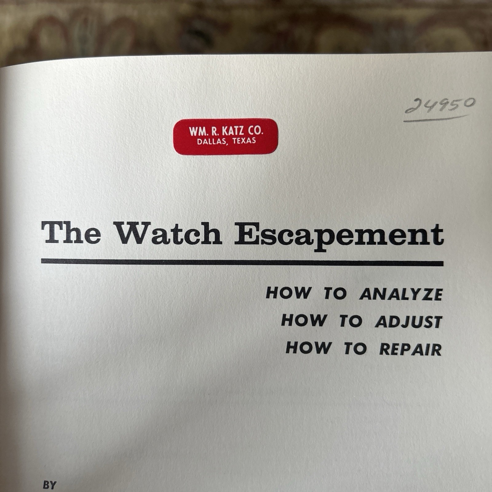 THE WATCH ESCAPEMENT By Henry B. Fried Hardback 1959 DJ Vintage 1st Edition