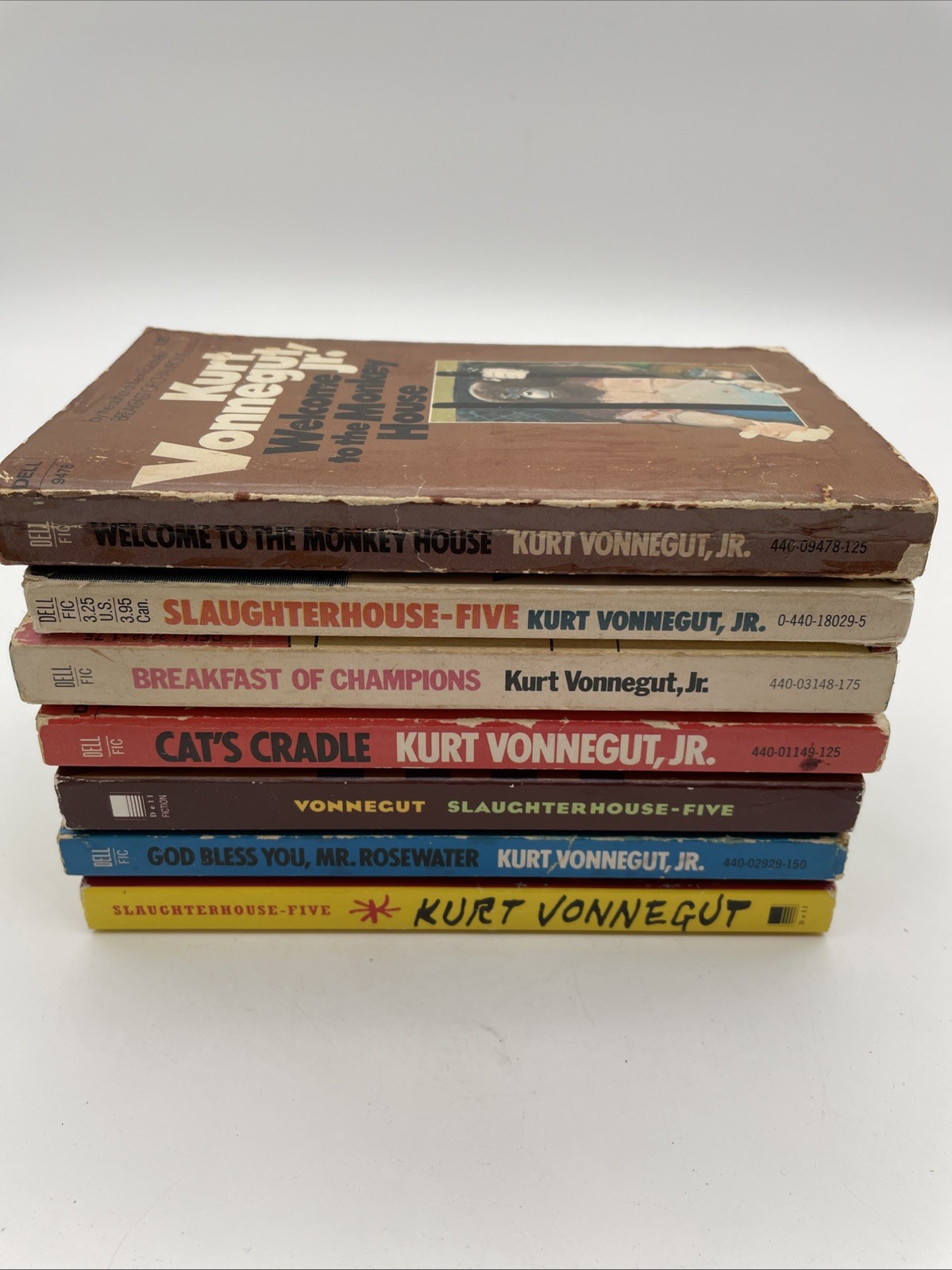 Lot of 7 Kurt Vonnegut, Jr. Novels Dell PB Vintage – Slaughterhouse 5 & MORE!