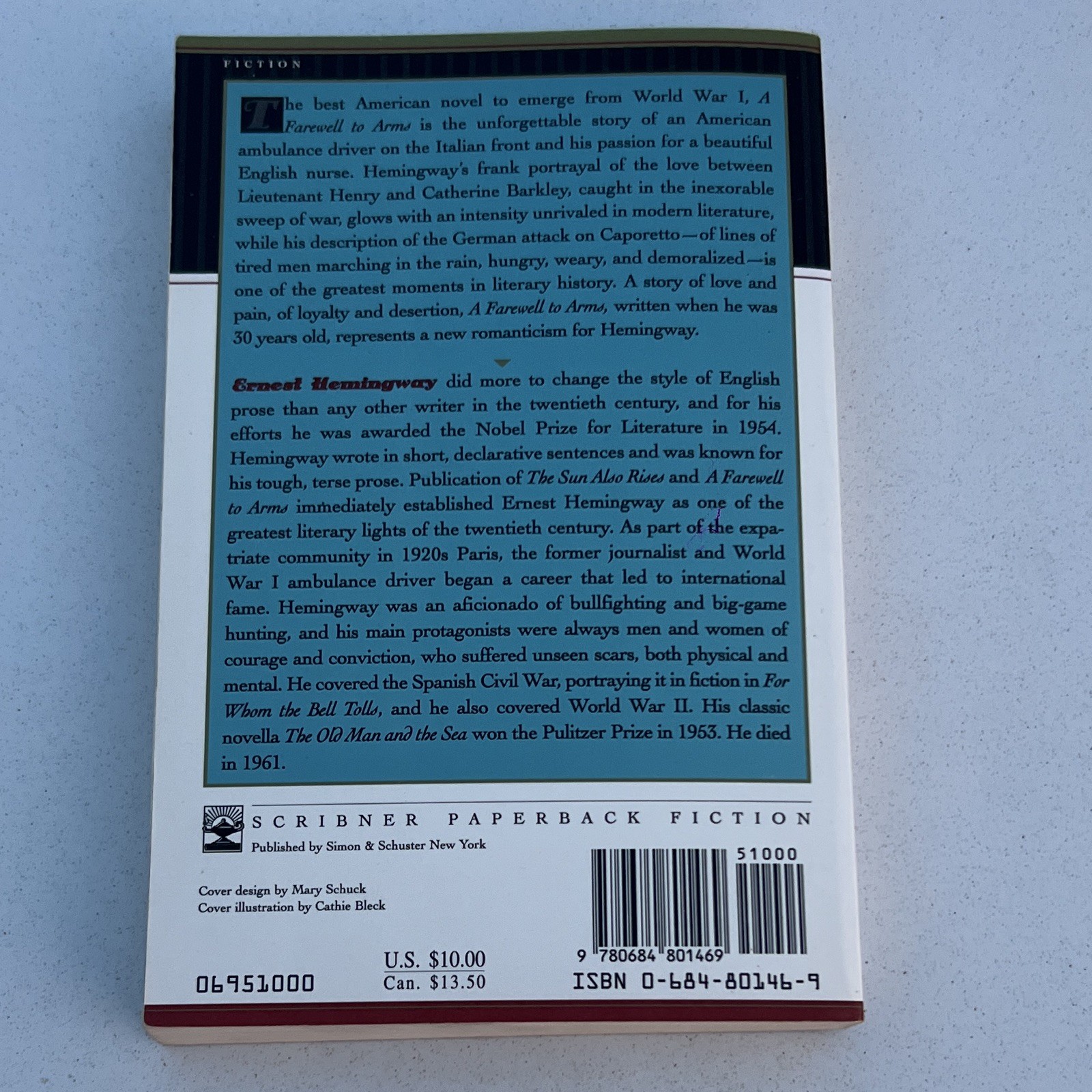 A Farewell to Arms by Ernest Hemingway PB Scribner Paperback Fiction WWI