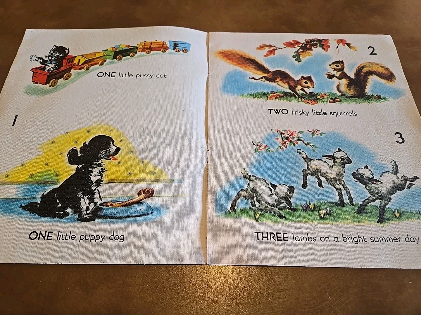 1-2-3 Count the Animals A Real Cloth Picture Book by Saalfield/Artcraft 1950 VG+