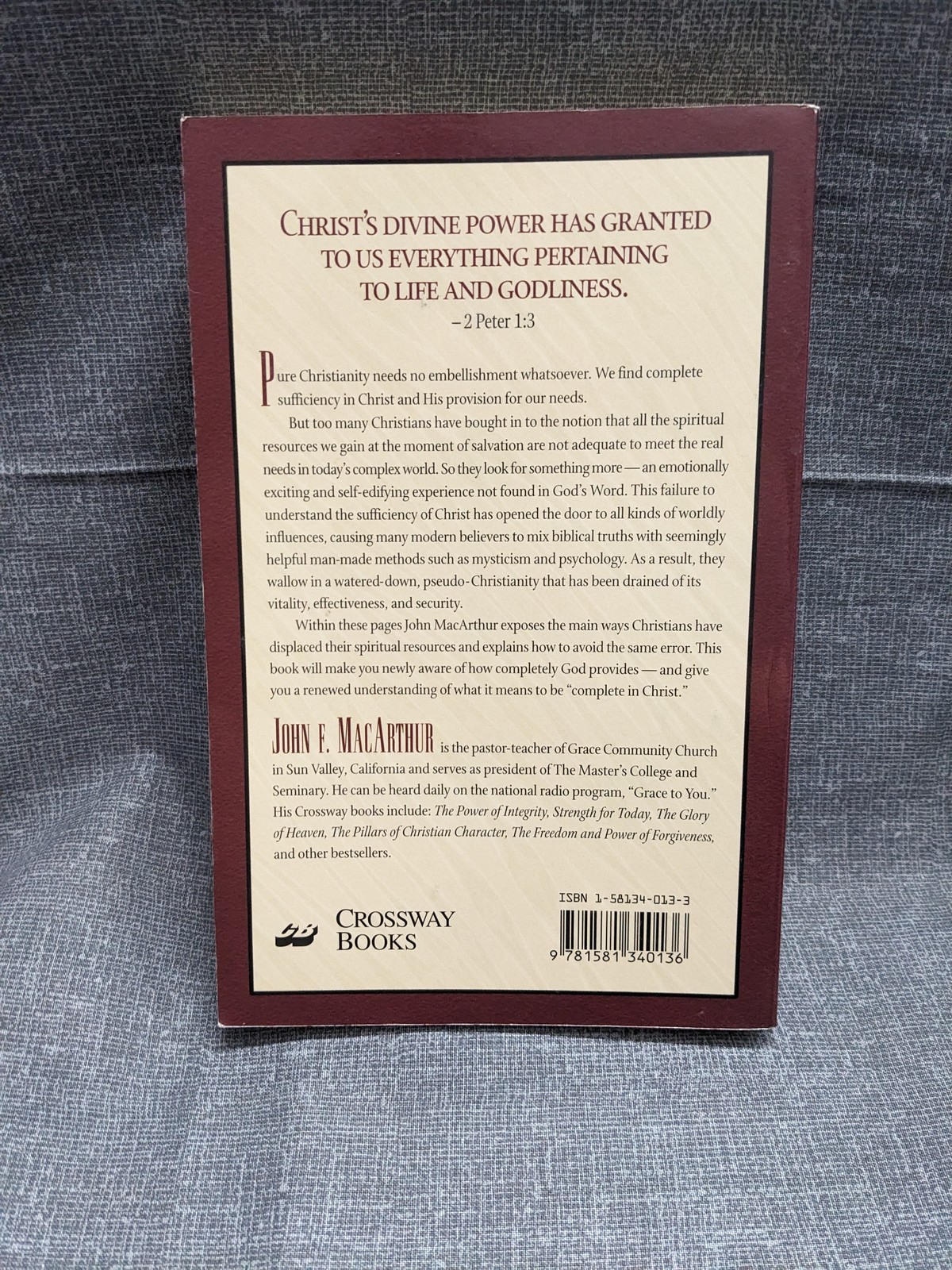 Our Sufficiency In Christ by John F. MacArthur Paperback 1998 Christian Life