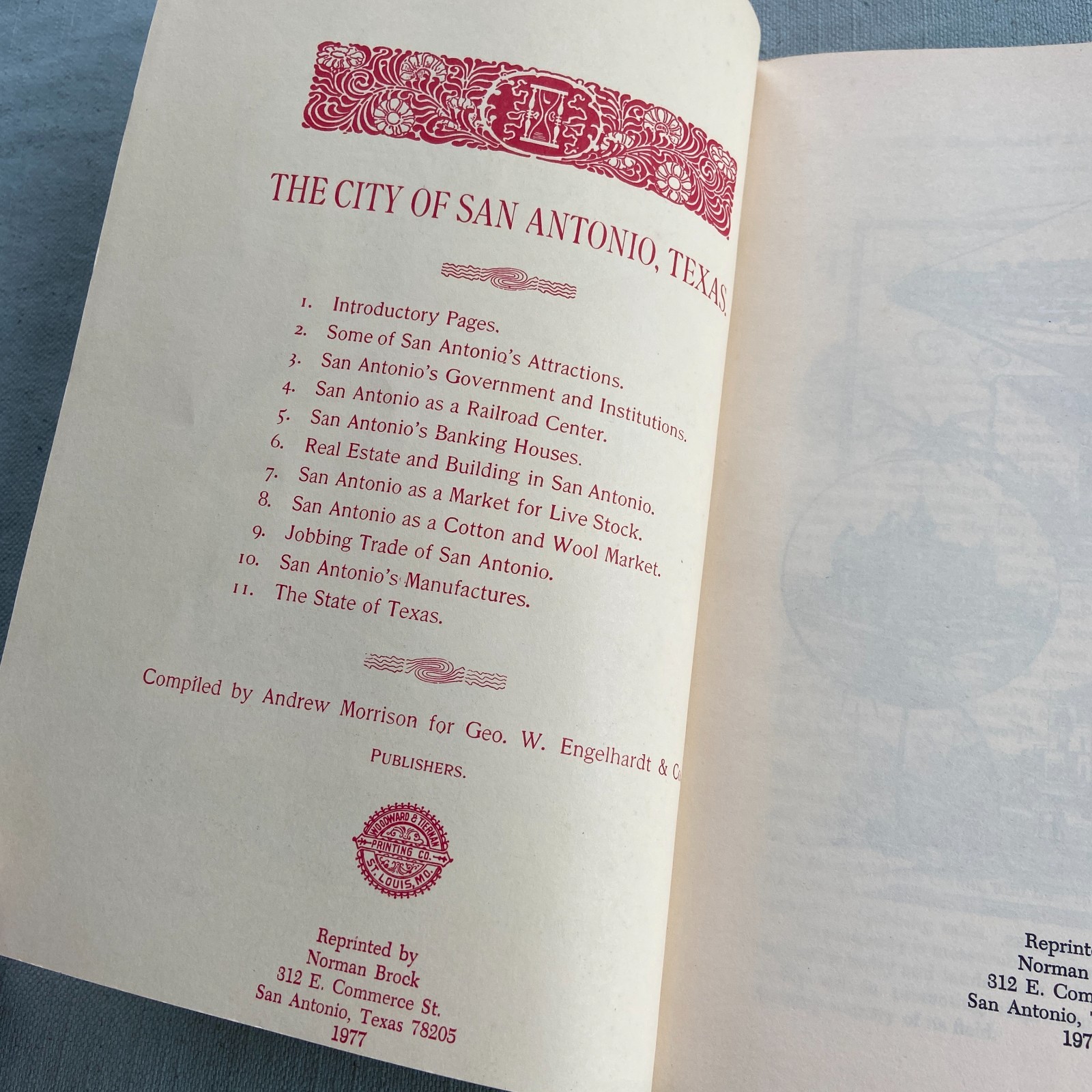 City of San Antonio Texas Andrew Morrison George Engelhardt Publisher Book 1977