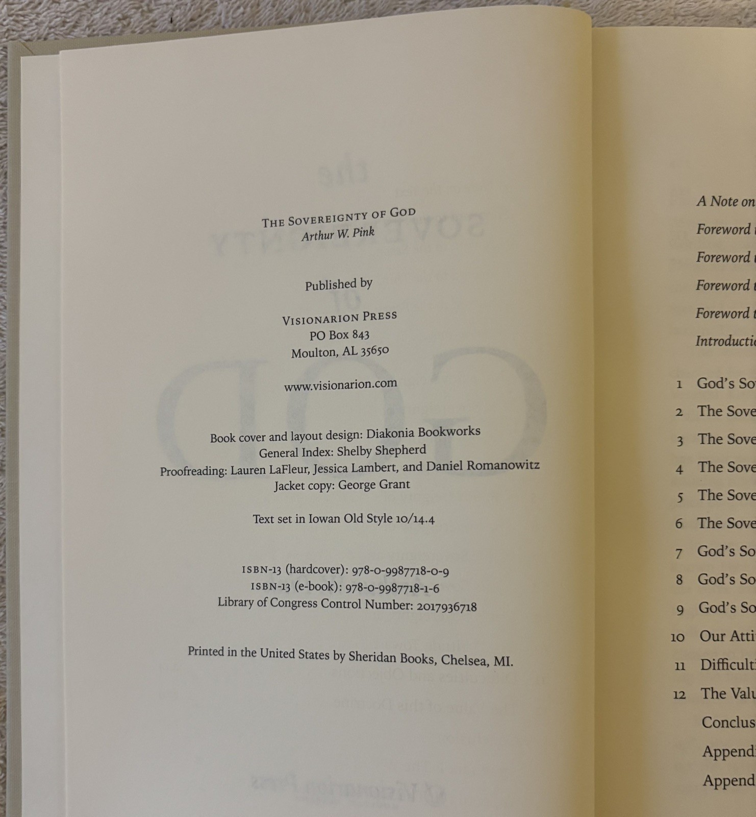 THE SOVEREIGNTY OF GOD by Arthur W. Pink (2017, Hardcover)
