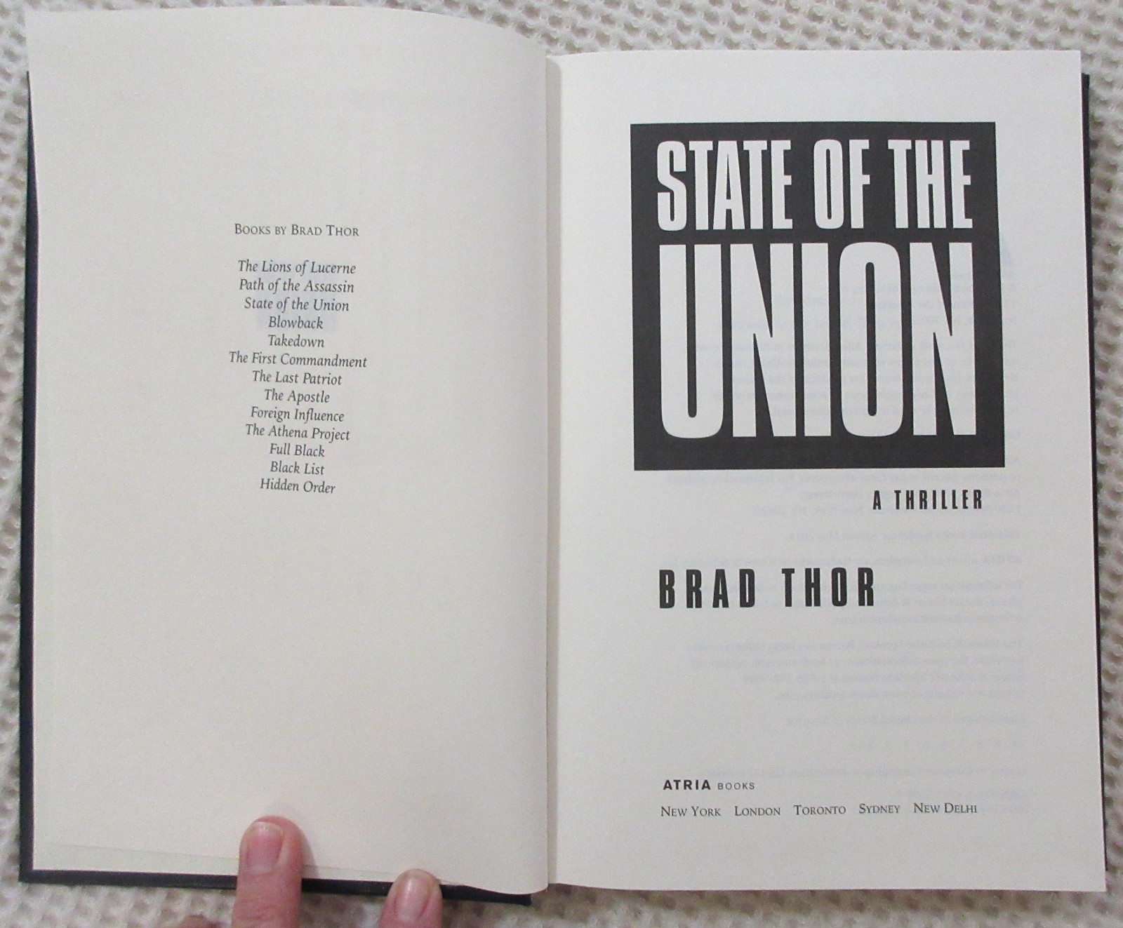 (F) Brad Thor Collector’s Edition #1, Three Books, Atria Hardcover, May 2014