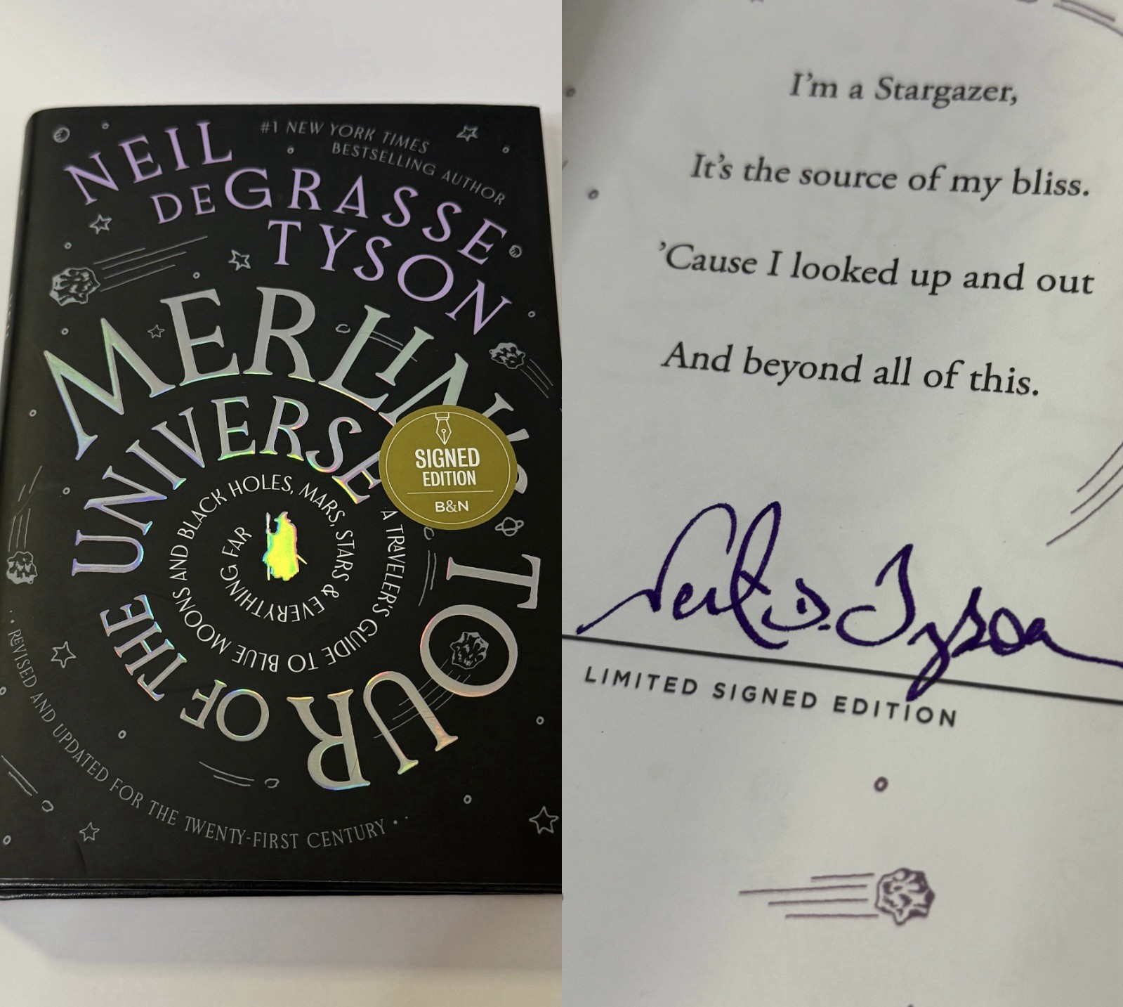 Neil deGrasse Tyson Signed Merlin’s Tour of the Universe Autographed 1st Ed Book