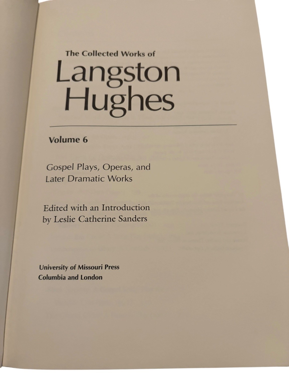 Collected Works Langston Hughes Vol 6 Gospel Plays Operas Drama University