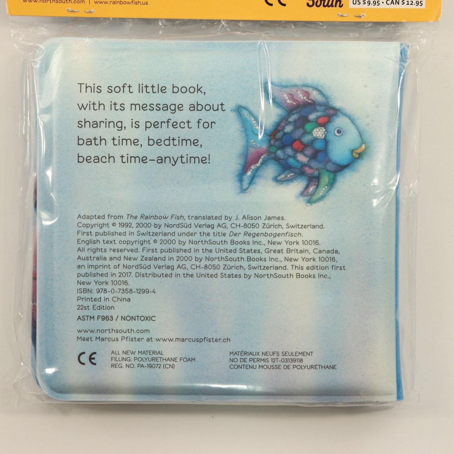 The Rainbow Fish Bath Book Marcus Pfister 2017 Children’s NorthSouth Padded NEW