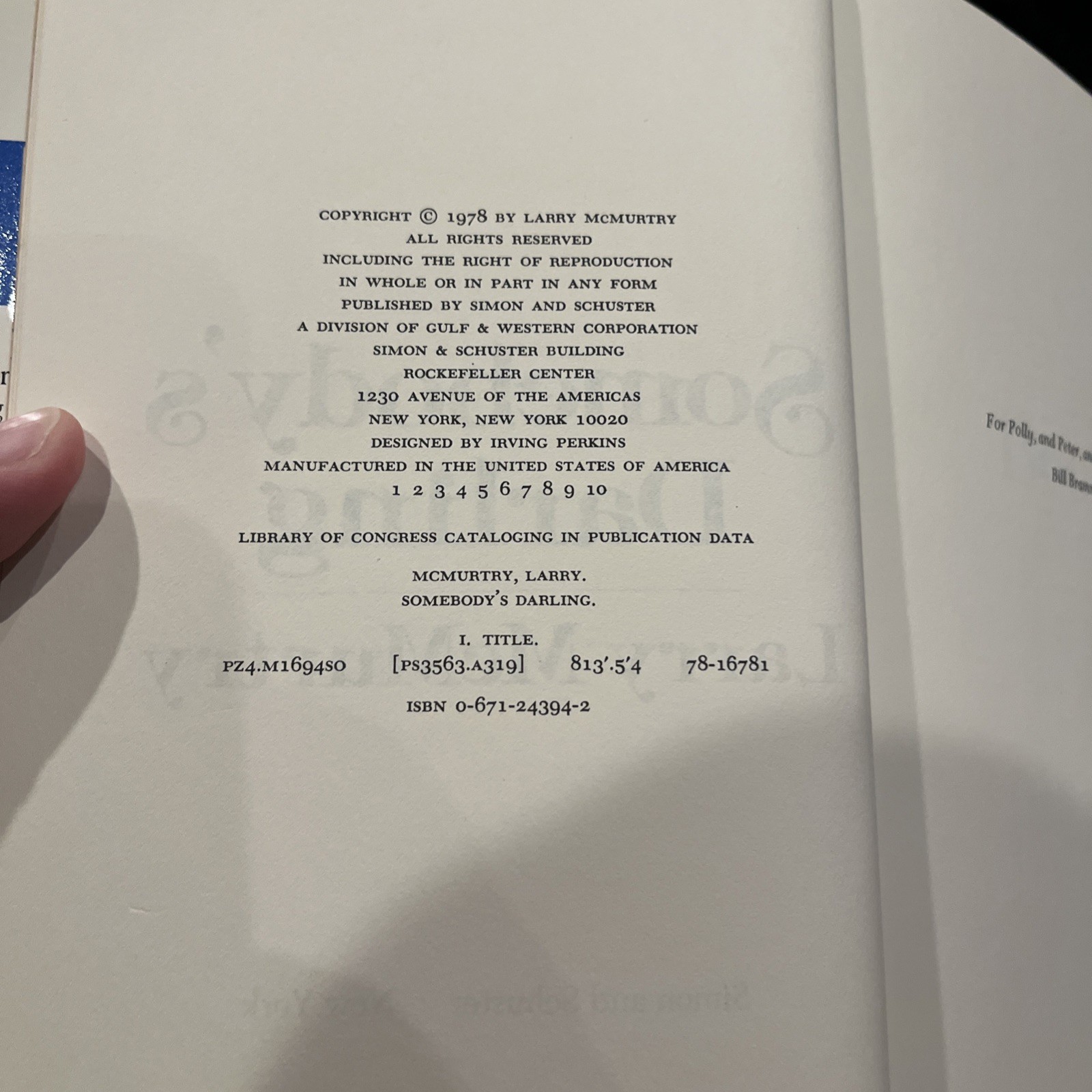 Somebody’s Darling by Larry McMurtry first edition