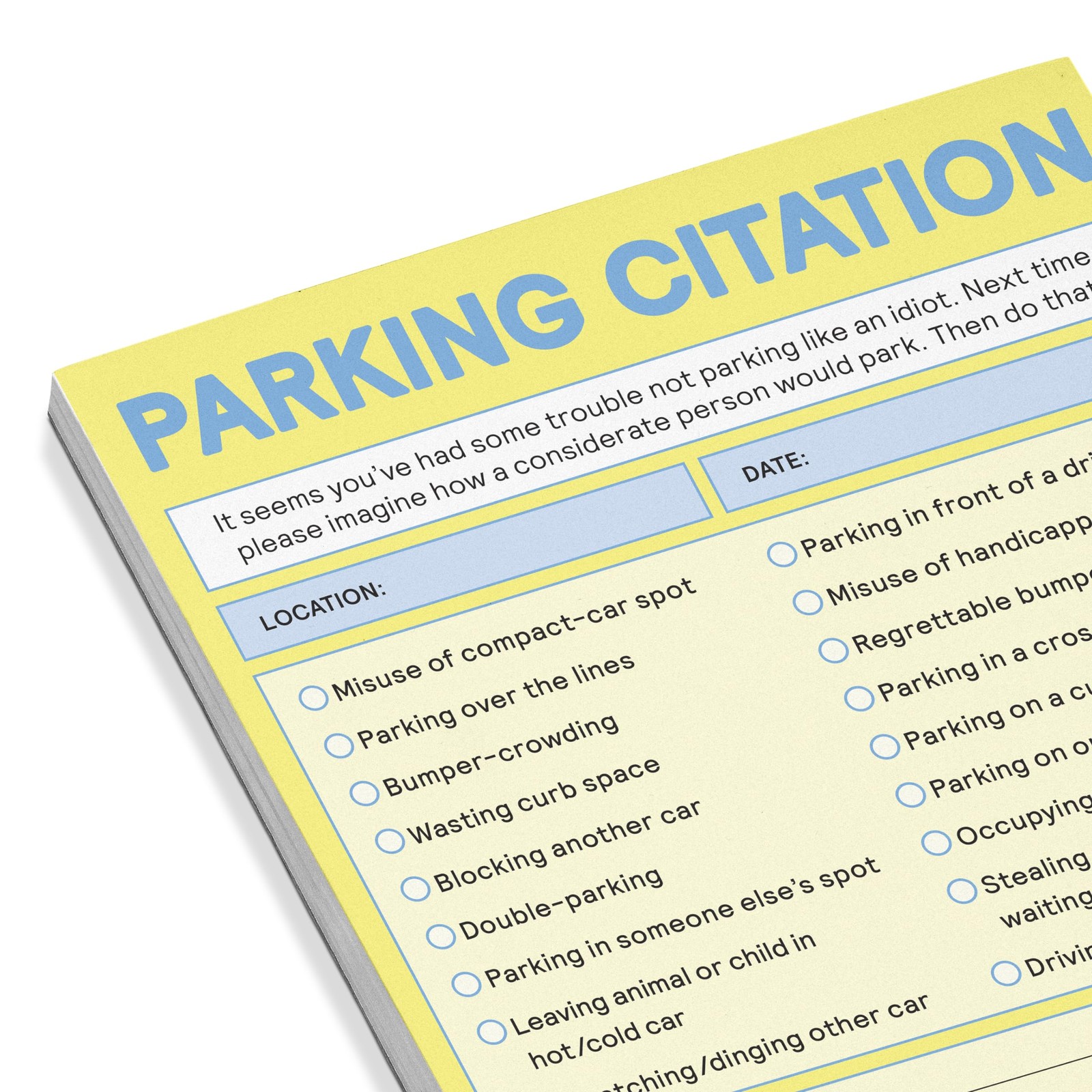 Knock Knock 1-Count Parking Citation Nifty Note Pad Fake Parking Ticket Pad P…