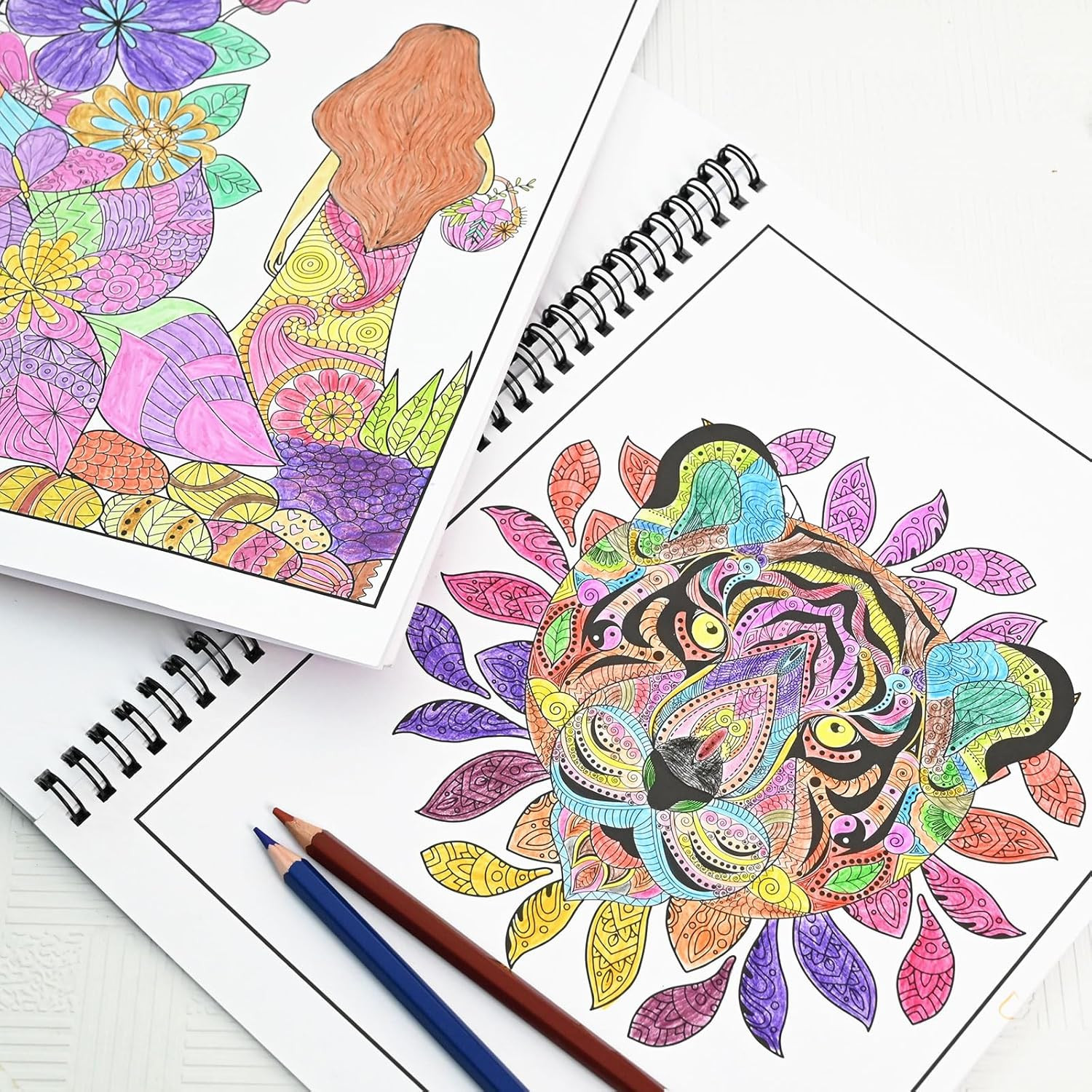 3 Pack Adult Stress Relief Coloring Book,60 Page Mandalas,Animal & Flower Patter