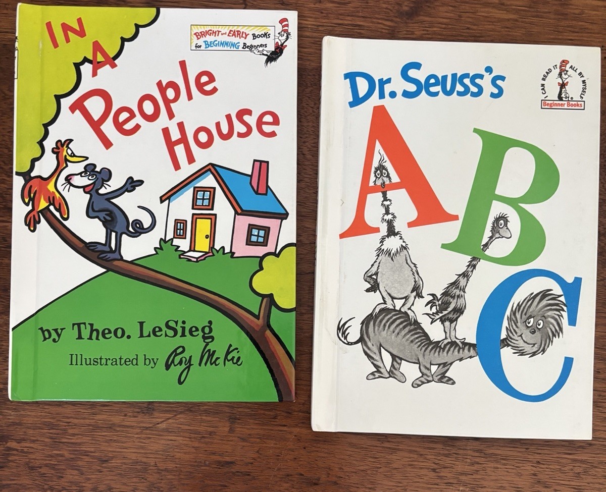 Vintage Dr Seuss Childrens Book Lot of 3- ABC, In A People House, Dictionary HC