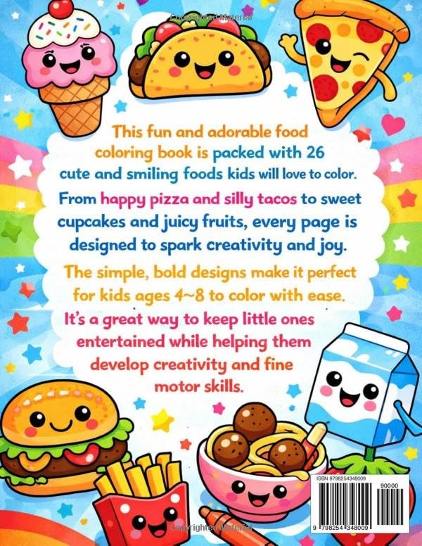 Yummy Friends Coloring Book for Kids Ages 4–8 26 Fun Pages