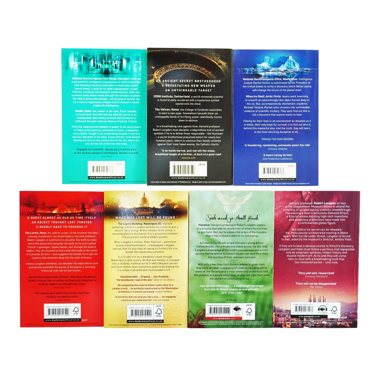 Robert Langdon Series Collection 7 Books Paperback Set – Fiction – By Dan Brown