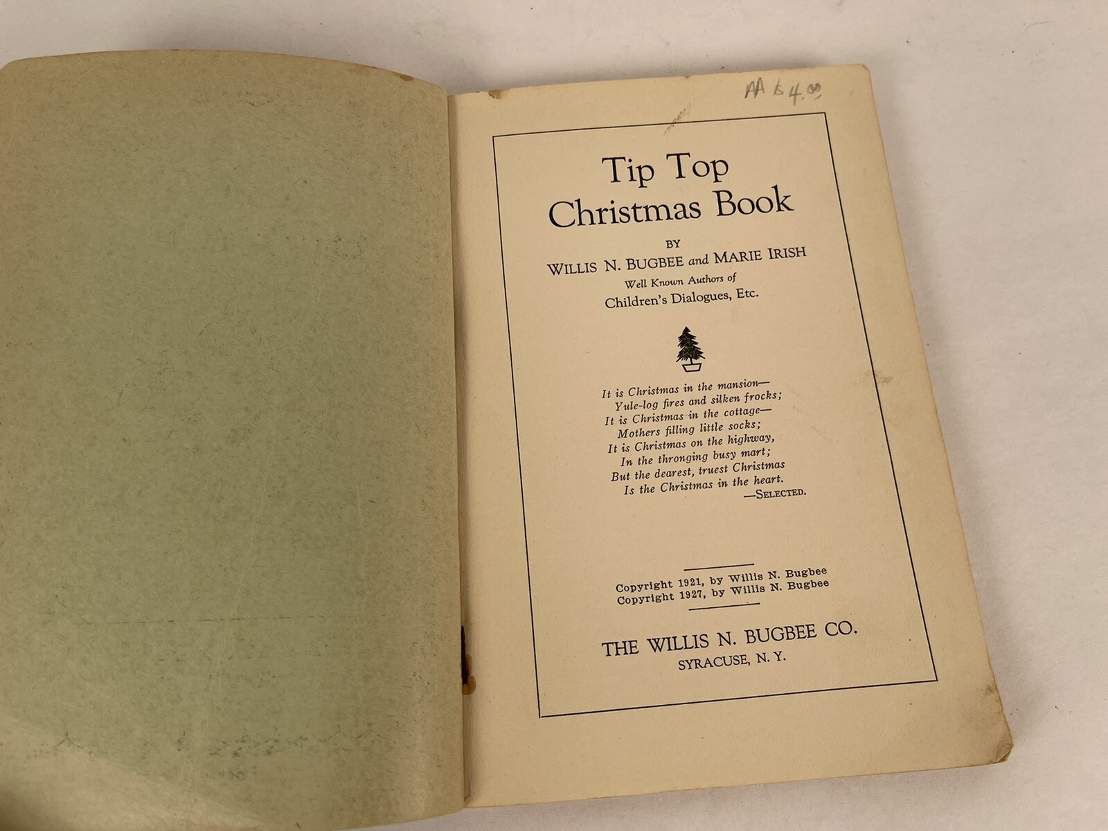 1927, Tip Top Christmas Book The Willis N. Bugbee Co Syracuse, NY PB 104 pgs