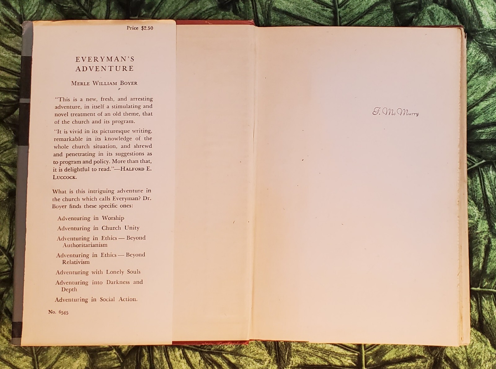 Everyman’s Adventure by Merle William Boyer, 1947, HC/DJ