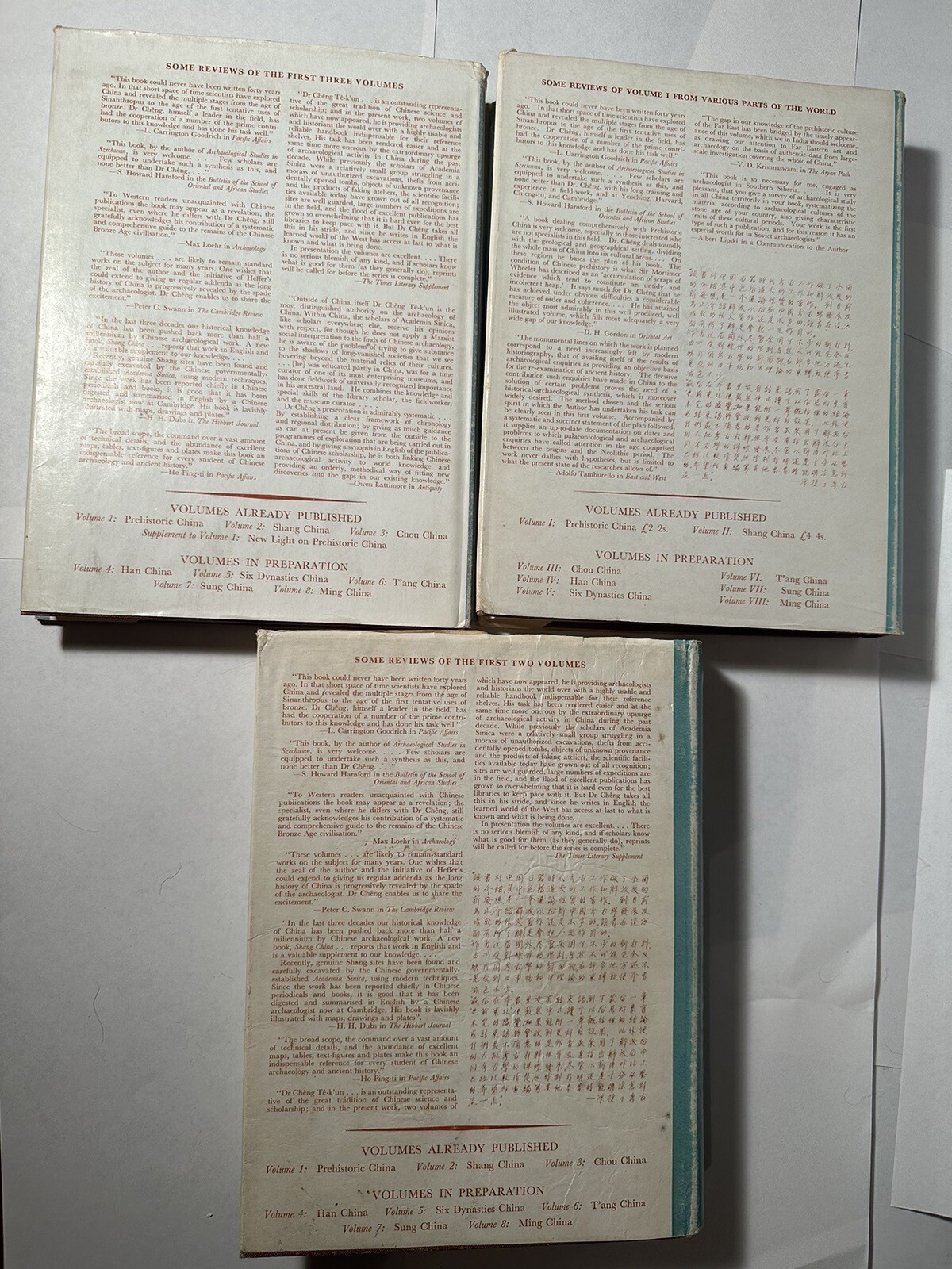 3 VOLUME SET: Archaeology in China: Prehistoric, Shang, & Chou by Cheng Te-K’un