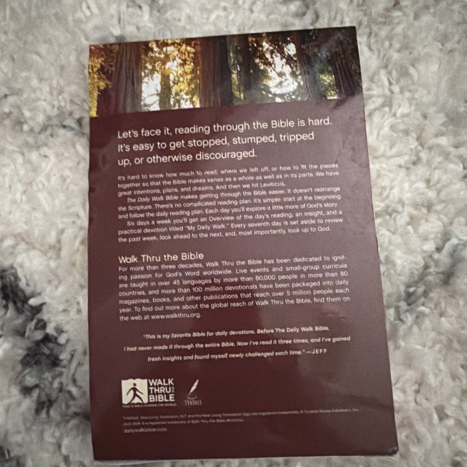 The Daily Walk Bible NLT by Tyndale 2013 Christian Religion Spirituality Book PB