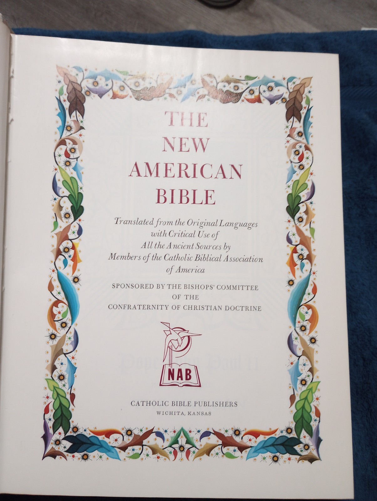 1250 pages, The New American Bible, Holy Bible, Catholic, 12″ x 9″ with gold