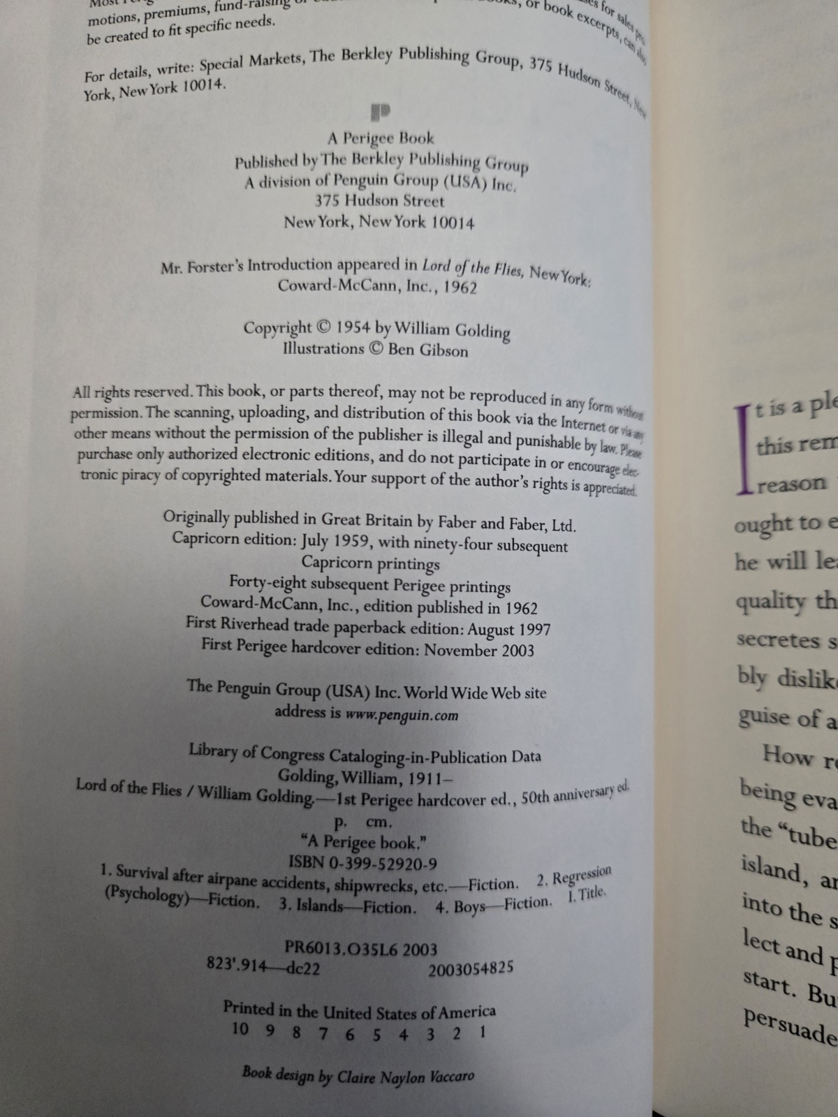 Lord of the Flies – William Golding (2003, Hardcover, 50th Anniversary Edition)