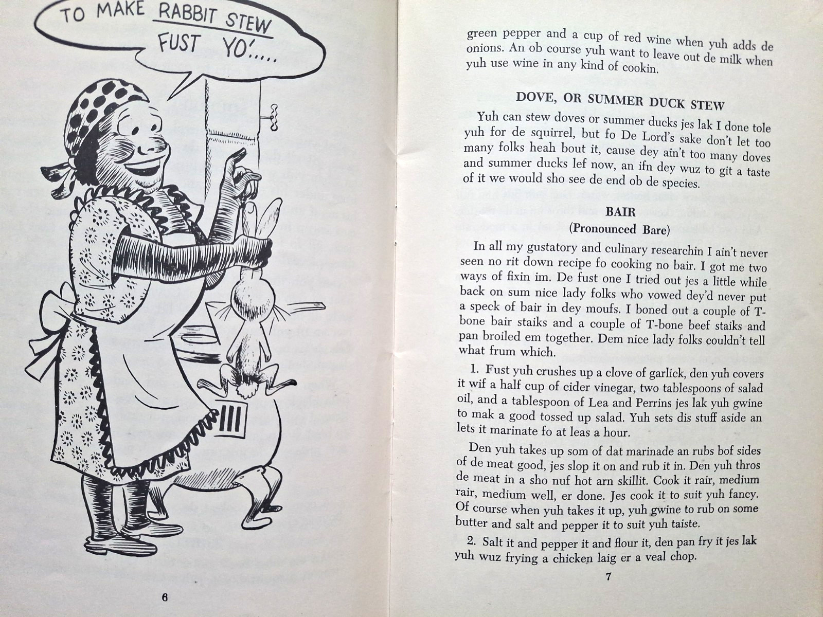 Suzy’s & Judy’s Humorous Cookbook / African-American Dialect Cookbook 1954