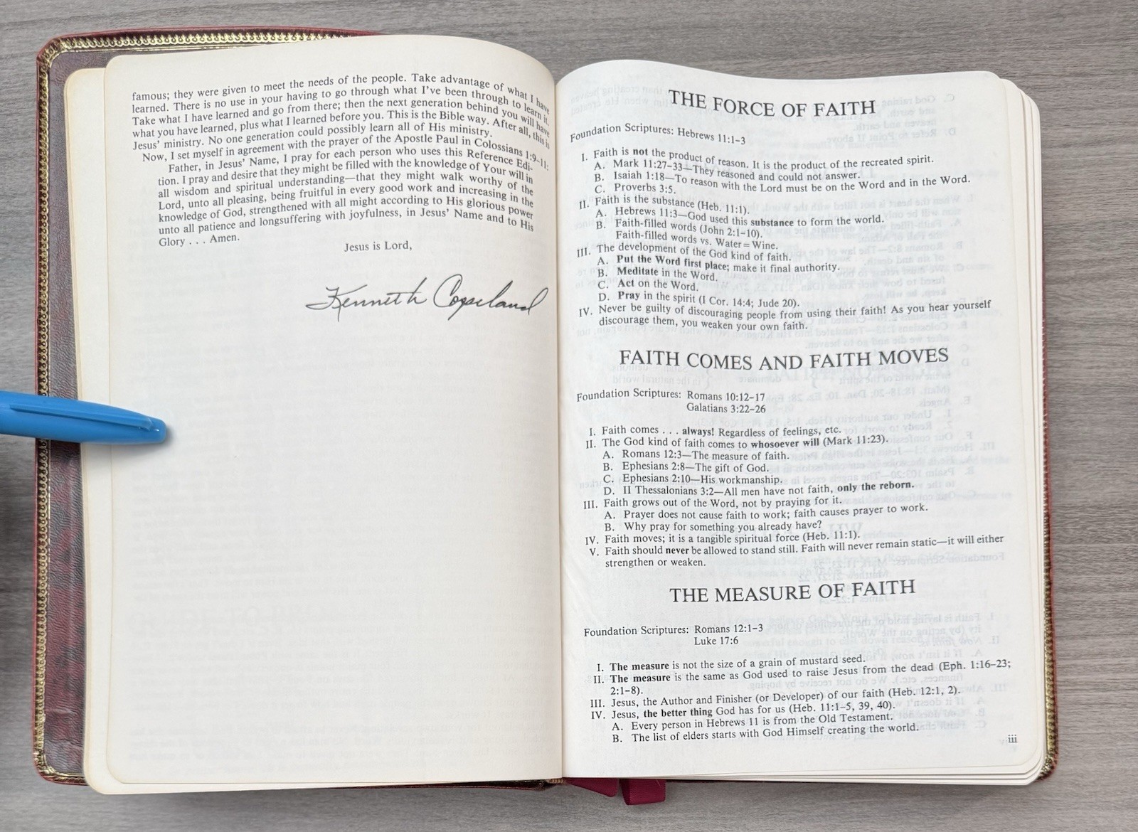 Kenneth Copeland Reference Bible 1972 RED HANDBOUND GENUINE LEATHER Red Letter
