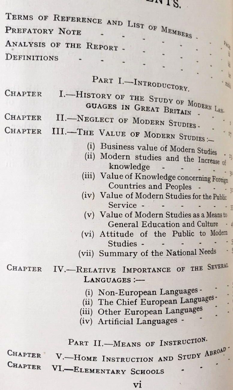1918 Report on Modern Languages in Educational System of Great Britain