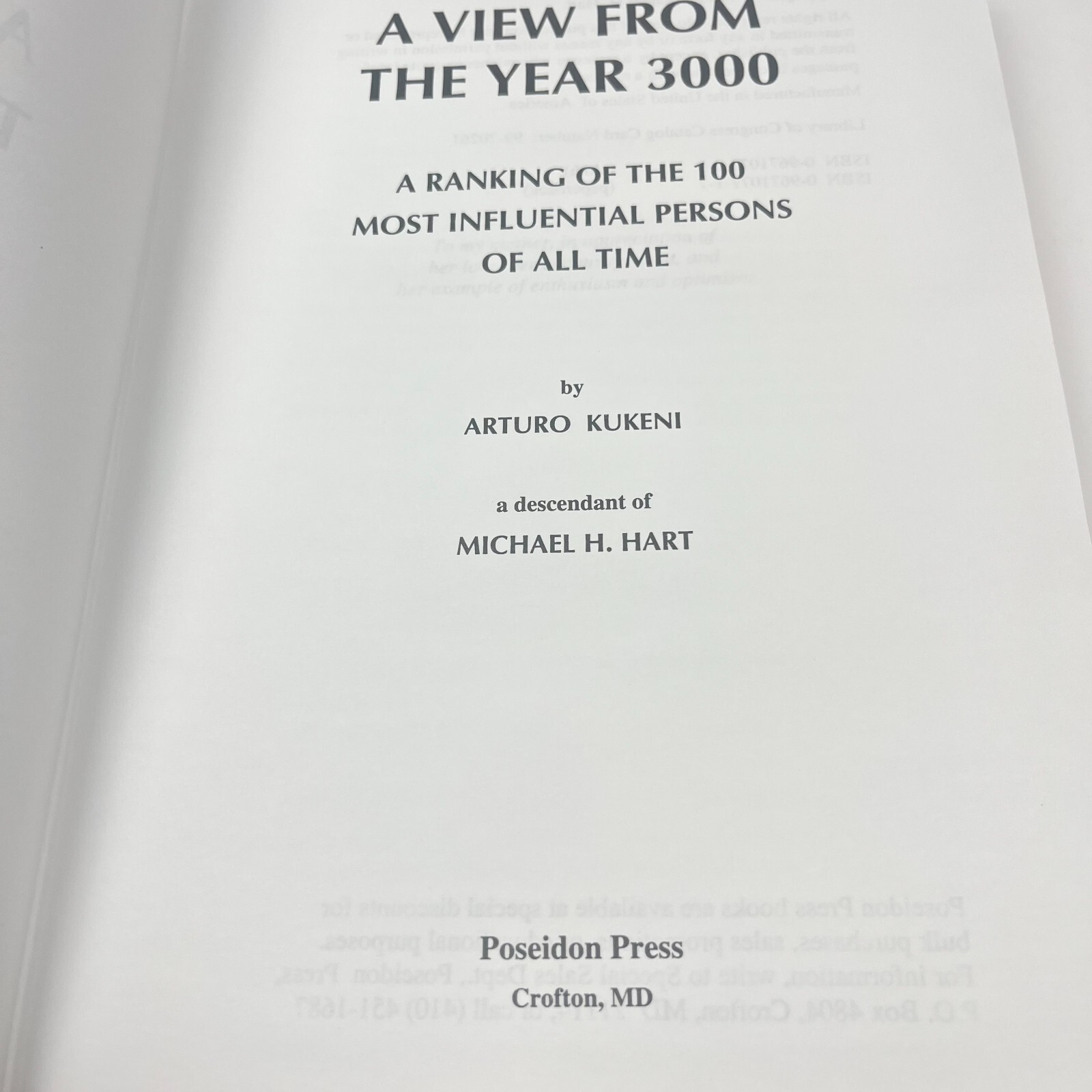 A View from the Year 3000 (Michael H. Hart) Hardcover 1999