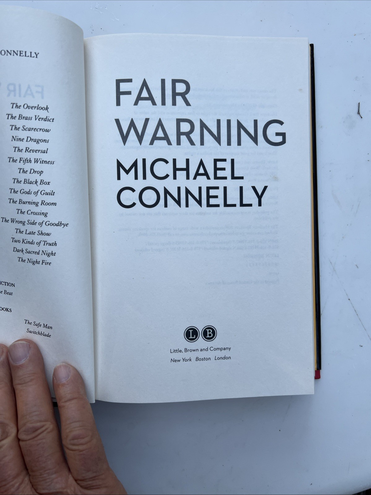 Fair Warning (Jack McEvoy) 399 Pages No markings. First Edition