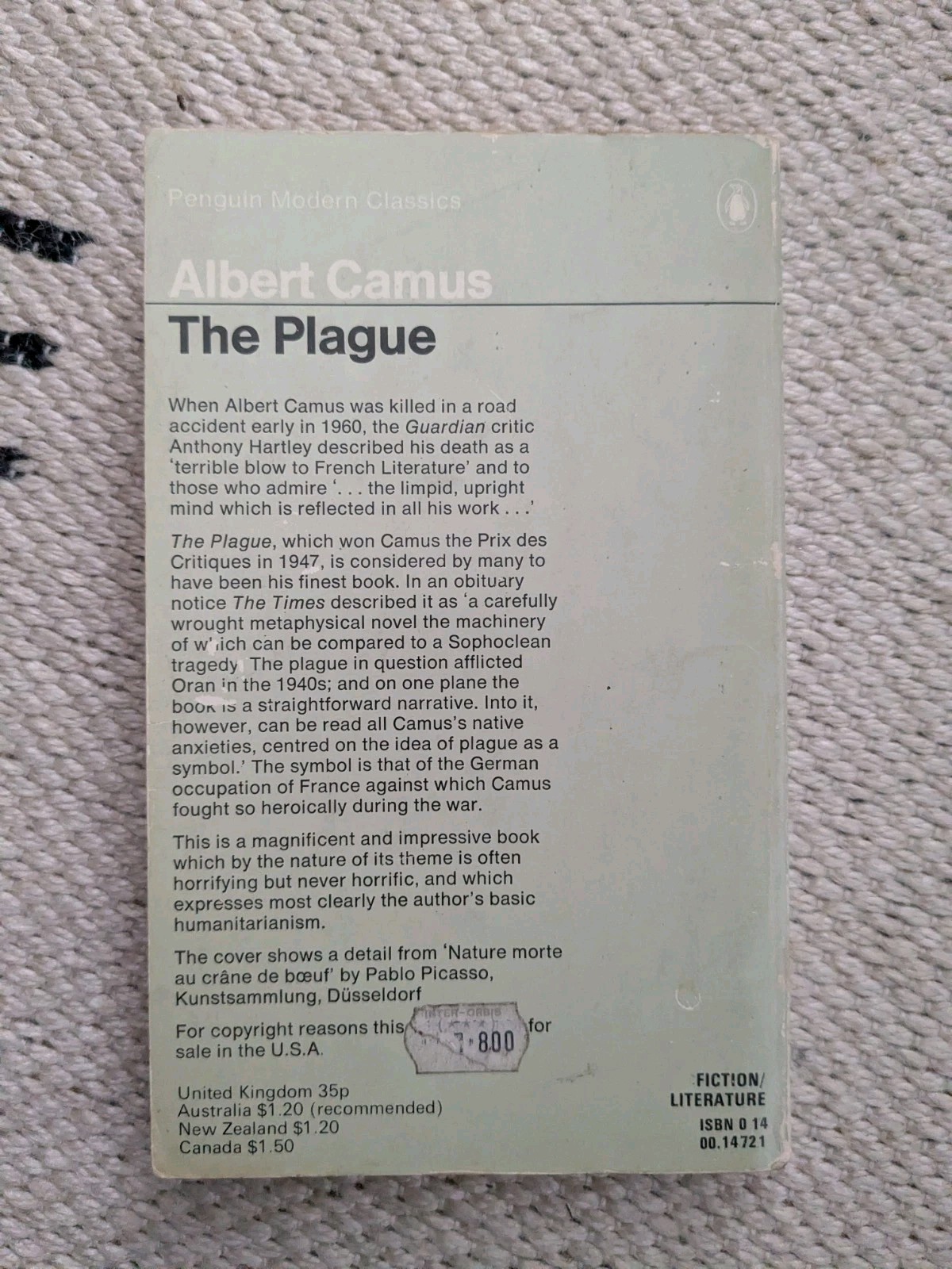 ALBERT CAMUS THE PLAGUE (PB PENGUIN MODERN CLASSICS) Paperback Book 1973