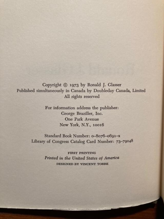 Ward 402 by Ronald J. Glasser (First Printing, 1973, Hardcover)