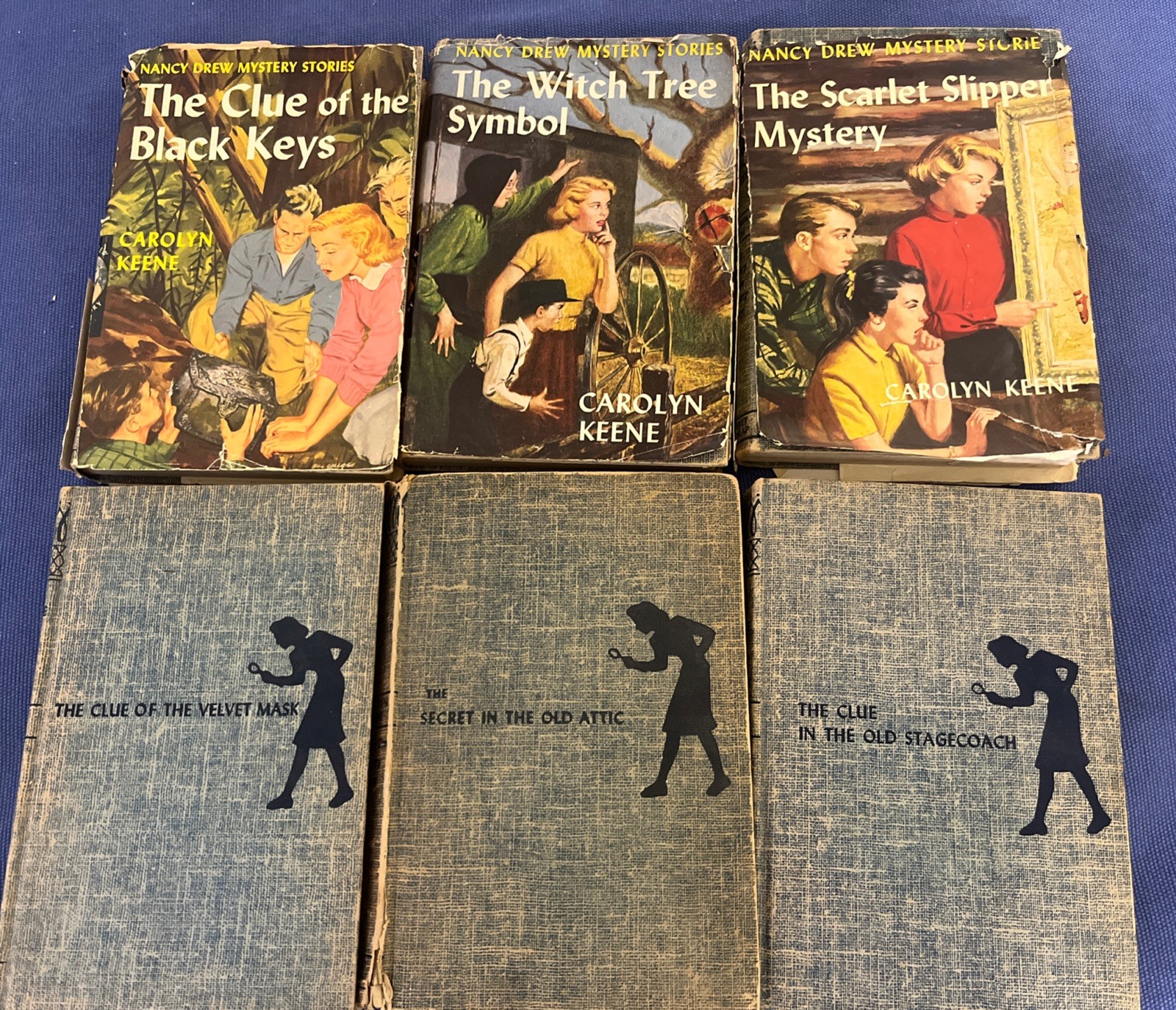 Lot of 6 Nancy Drew by Carolyn Keene Vintage Books. HC From 1940, 50 And 60.