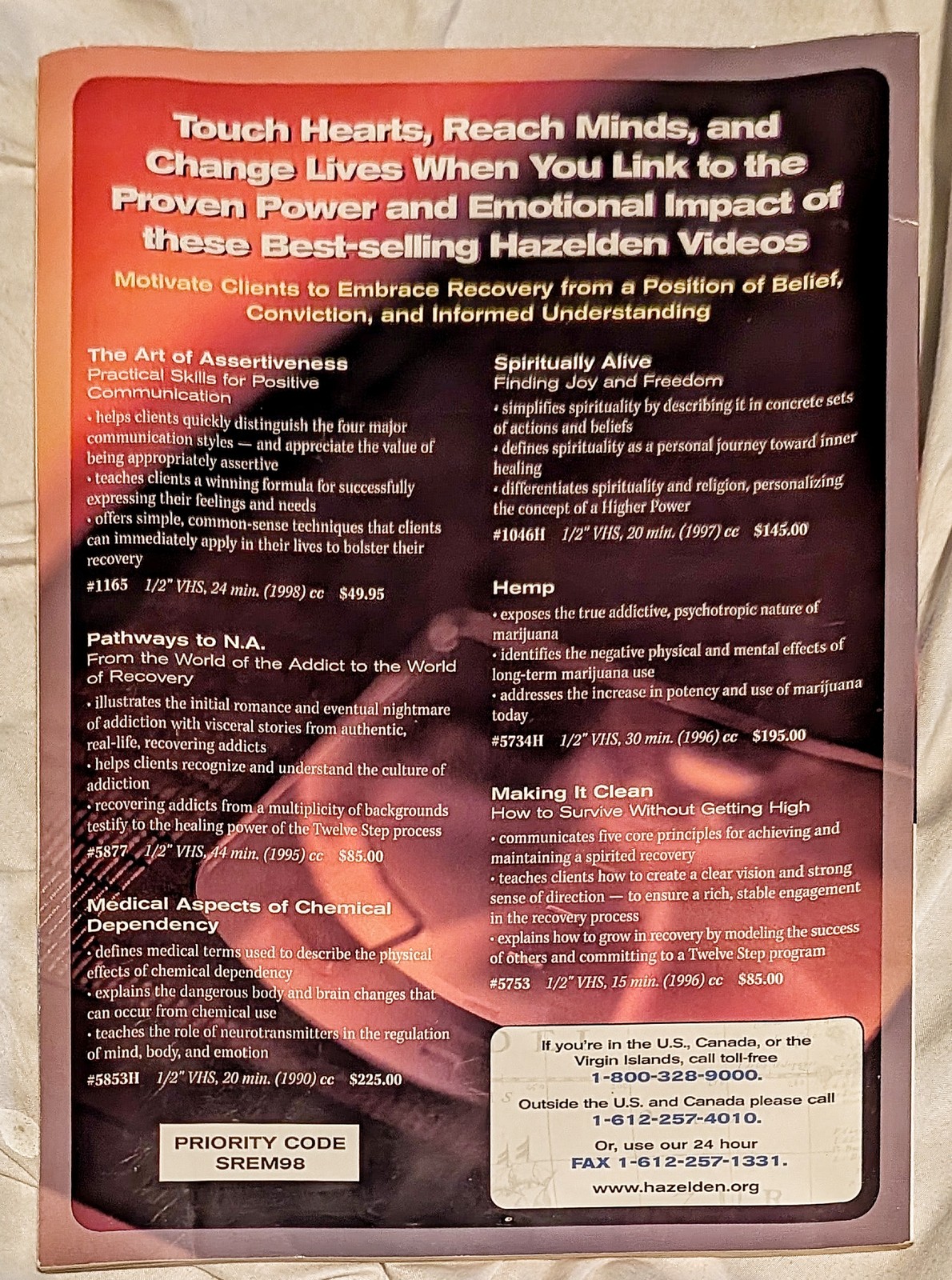 Vintage Hazelden🔴1998 Learning Resource Guide Dean Publishing PB🆓Abuse📬Health