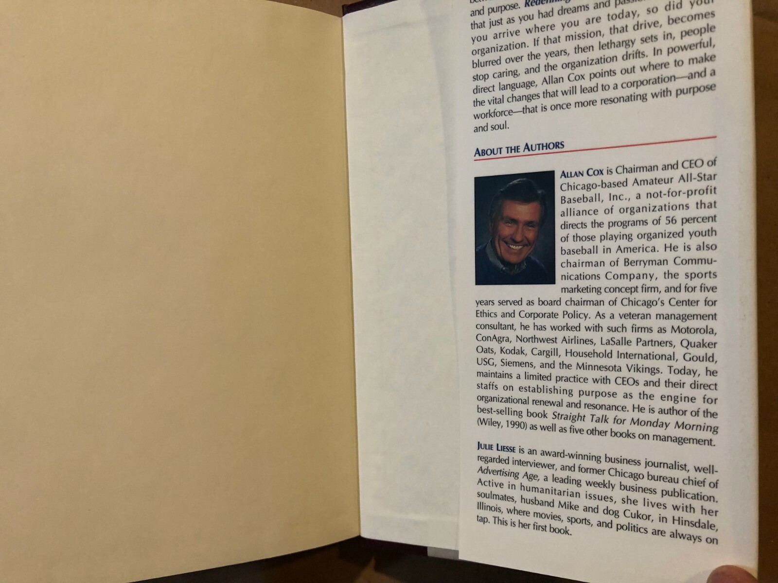 REDEFINING CORPORATE SOUL: by Allan Cox – Hardcover with Dust Jacket – SIGNED