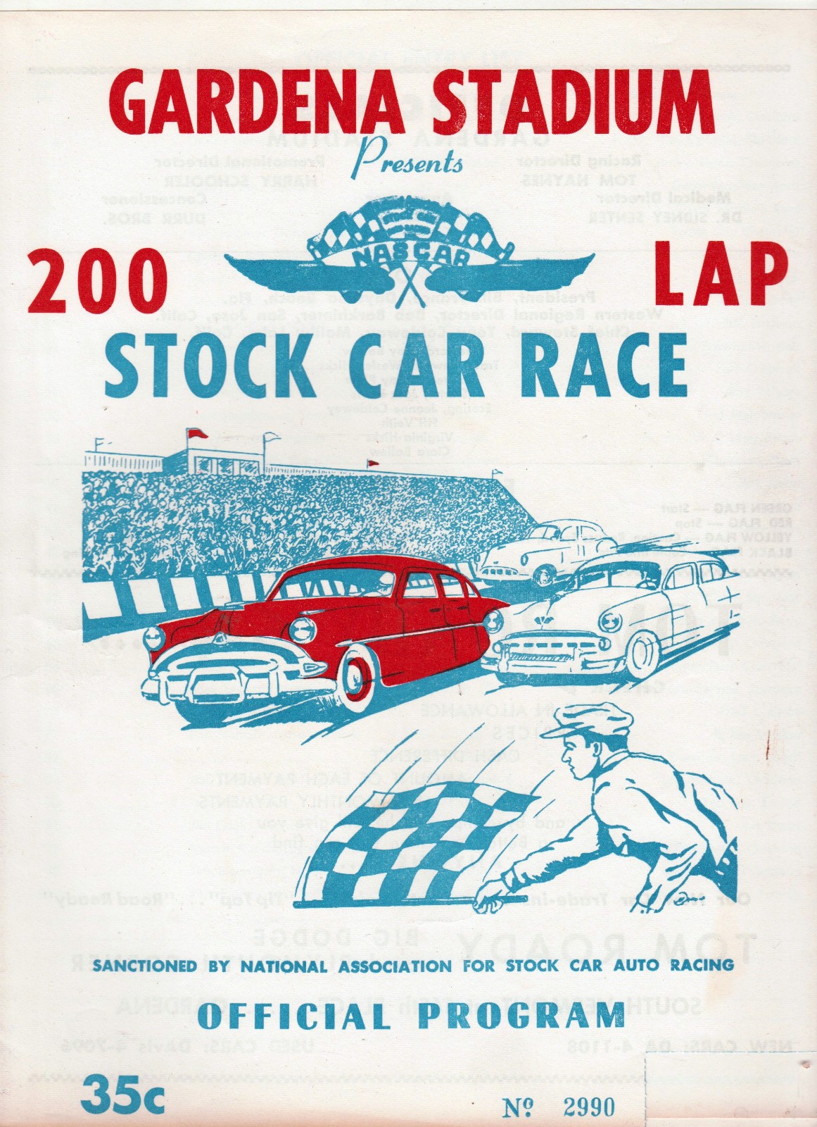 1956 Gardena Stadium Stock Car Racing Program – Very Rare – Free Shipping