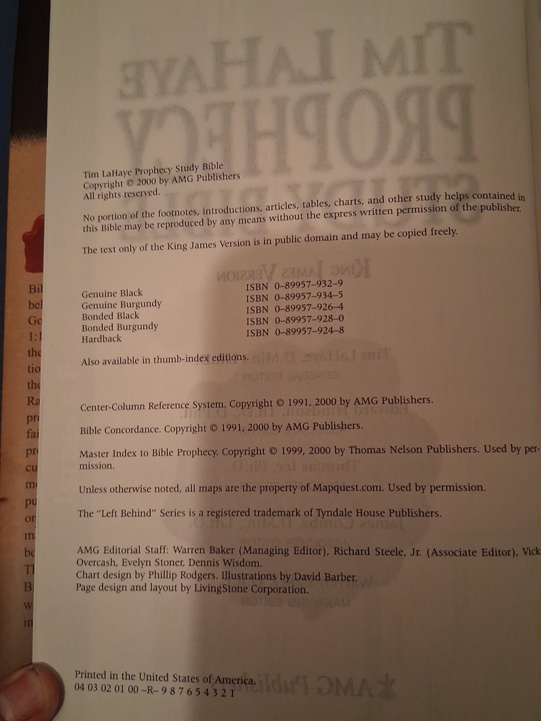 Prophecy Study Bible by Tim Lahaye (2000, Hardcover)