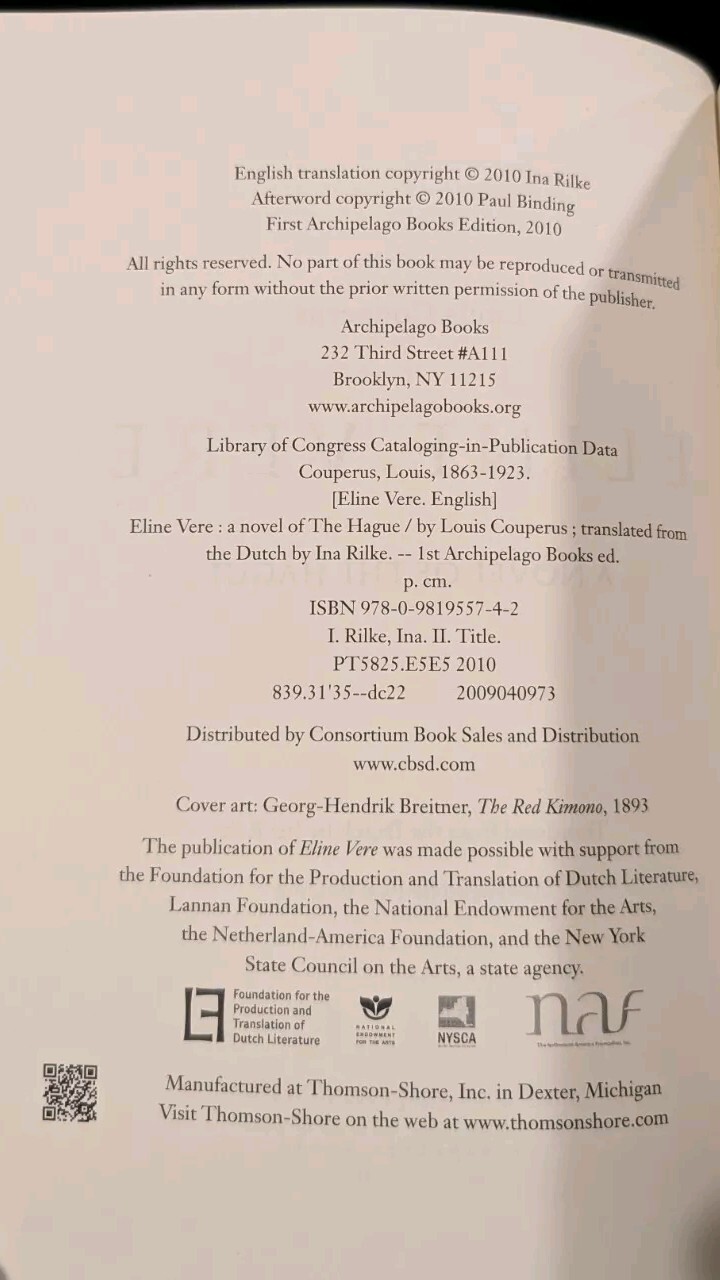 Eline Vere Translated By Ina Rilke Archipelago Books Trade Paperback 2010