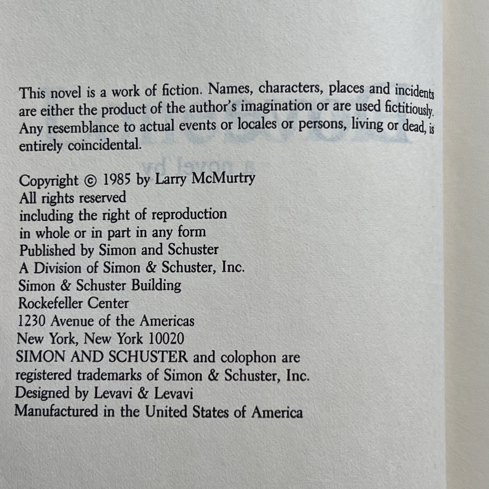 LONESOME DOVE A Novel by Larry McMurtry – 1985 – First Book Club Edition HCDJ