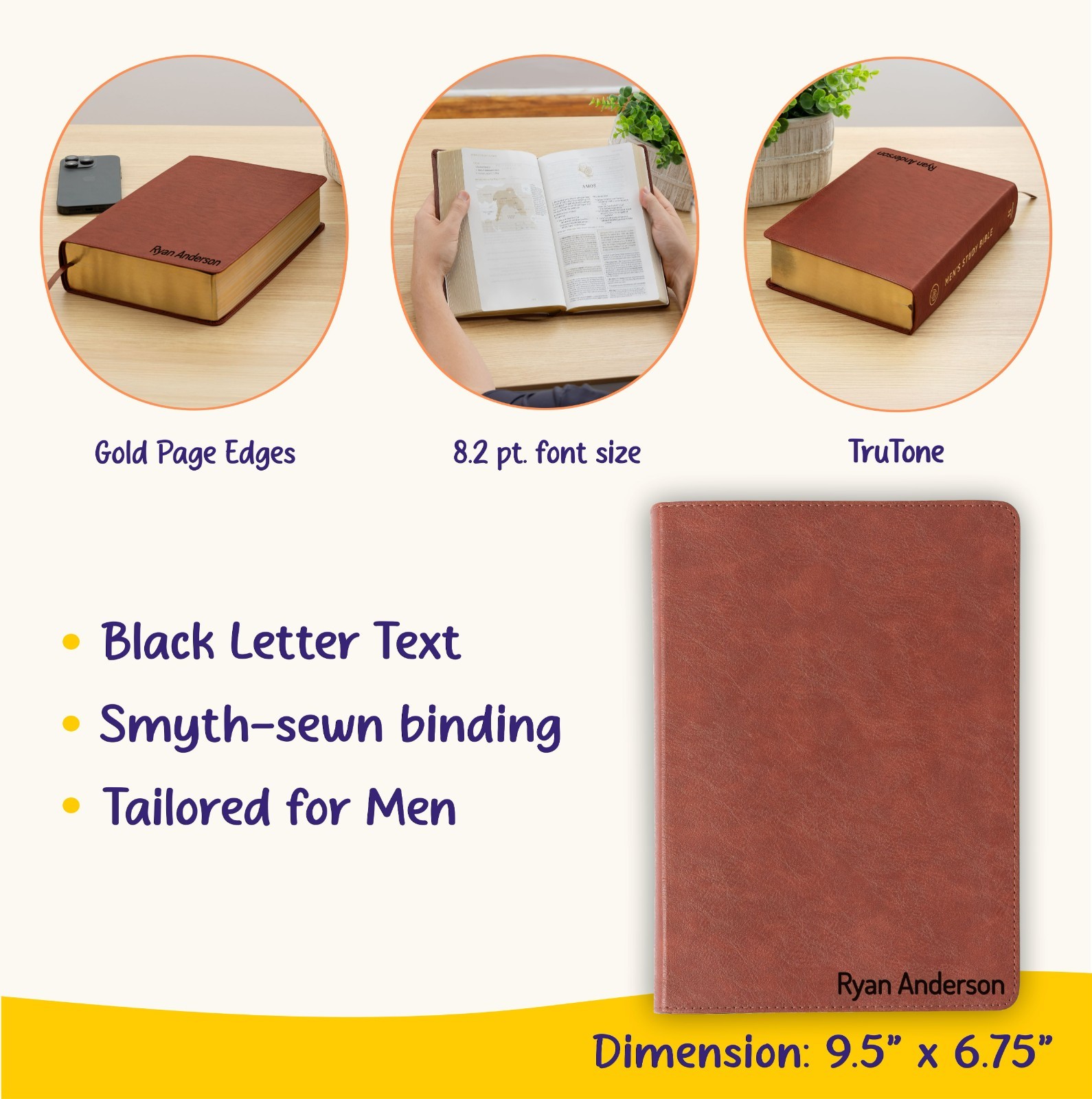 Personalized ESV Bible with Name Engraved, ESV Men’s Study Bible, Baptism Gifts