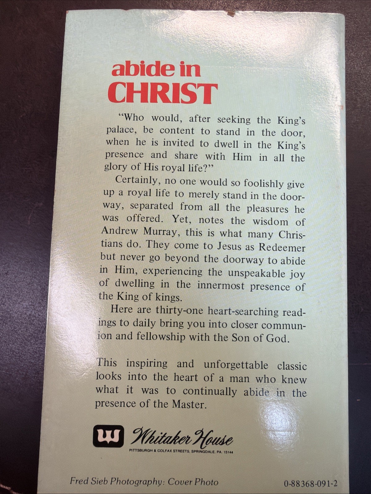 Abide in Christ | by Andrew Murray | Whitaker House Paperback VTG c.1987