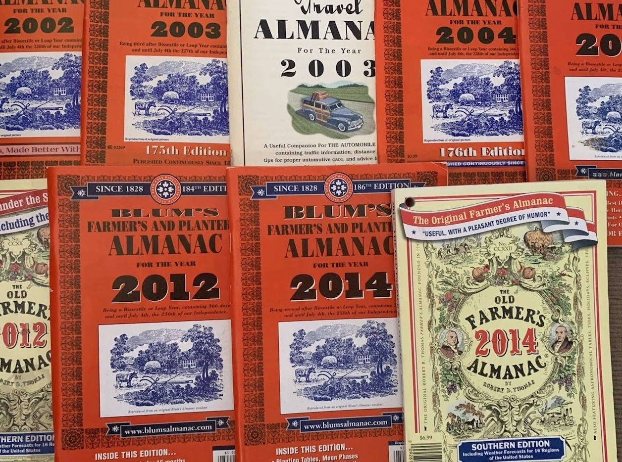 Lot of 9 Farmer’s Almanac(s) 02, 03 (2), 04, 08, 12’(2), 14’(2) VGUC +