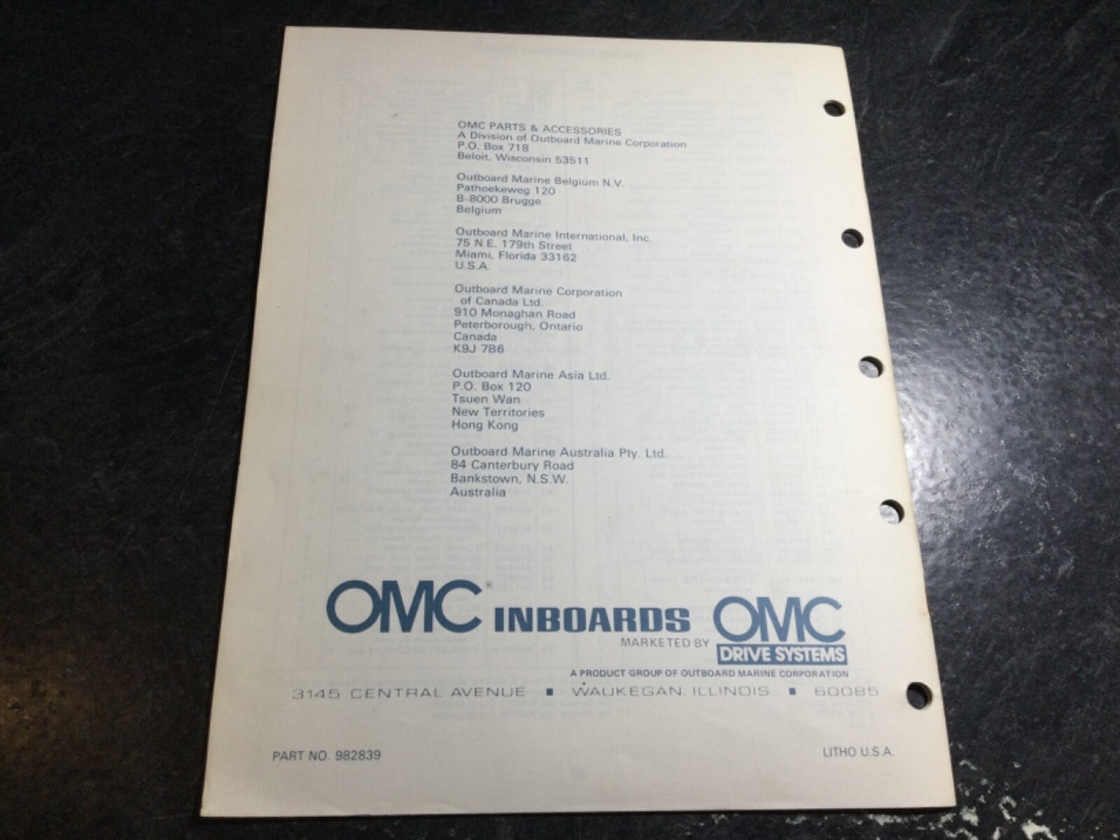 1981 OMC Inboards Parts Catalog GM 305 5.0L V8, GM 350 5.7L, GM 454 7.4L V8